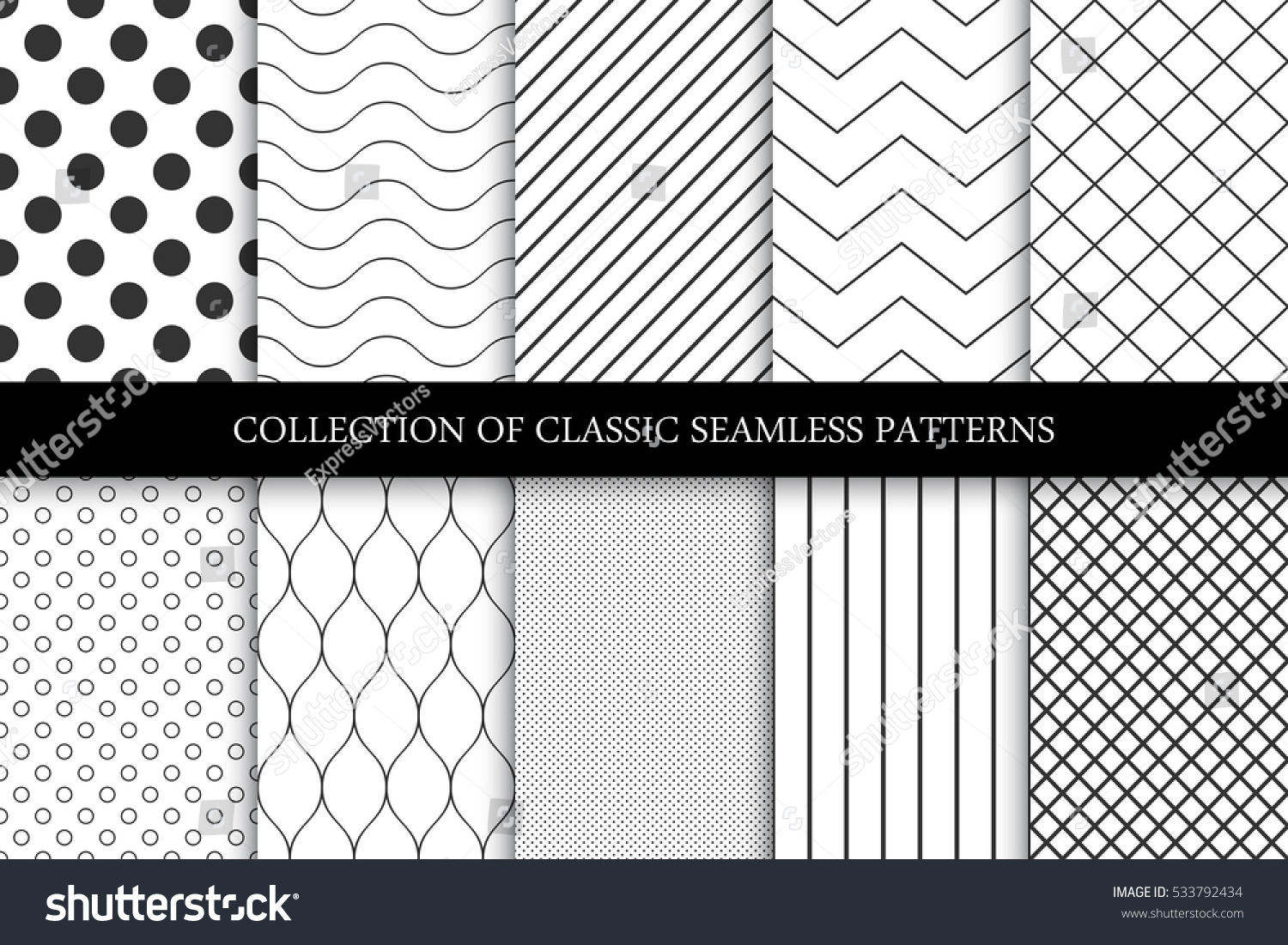 Collection of seamless geometric minimalistic patterns. #533792434