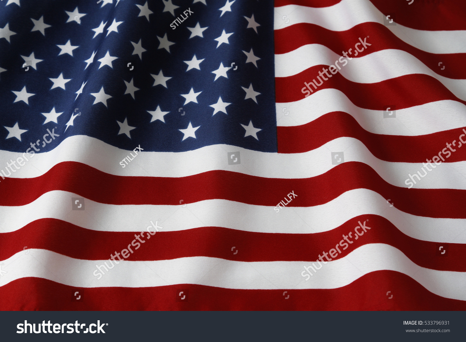 Closeup of rippled American flag #533796931