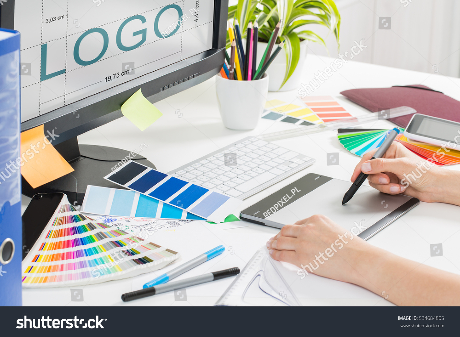 logo design brand designer sketch graphic drawing creative creativity draw studying work tablet concept - stock image #534684805
