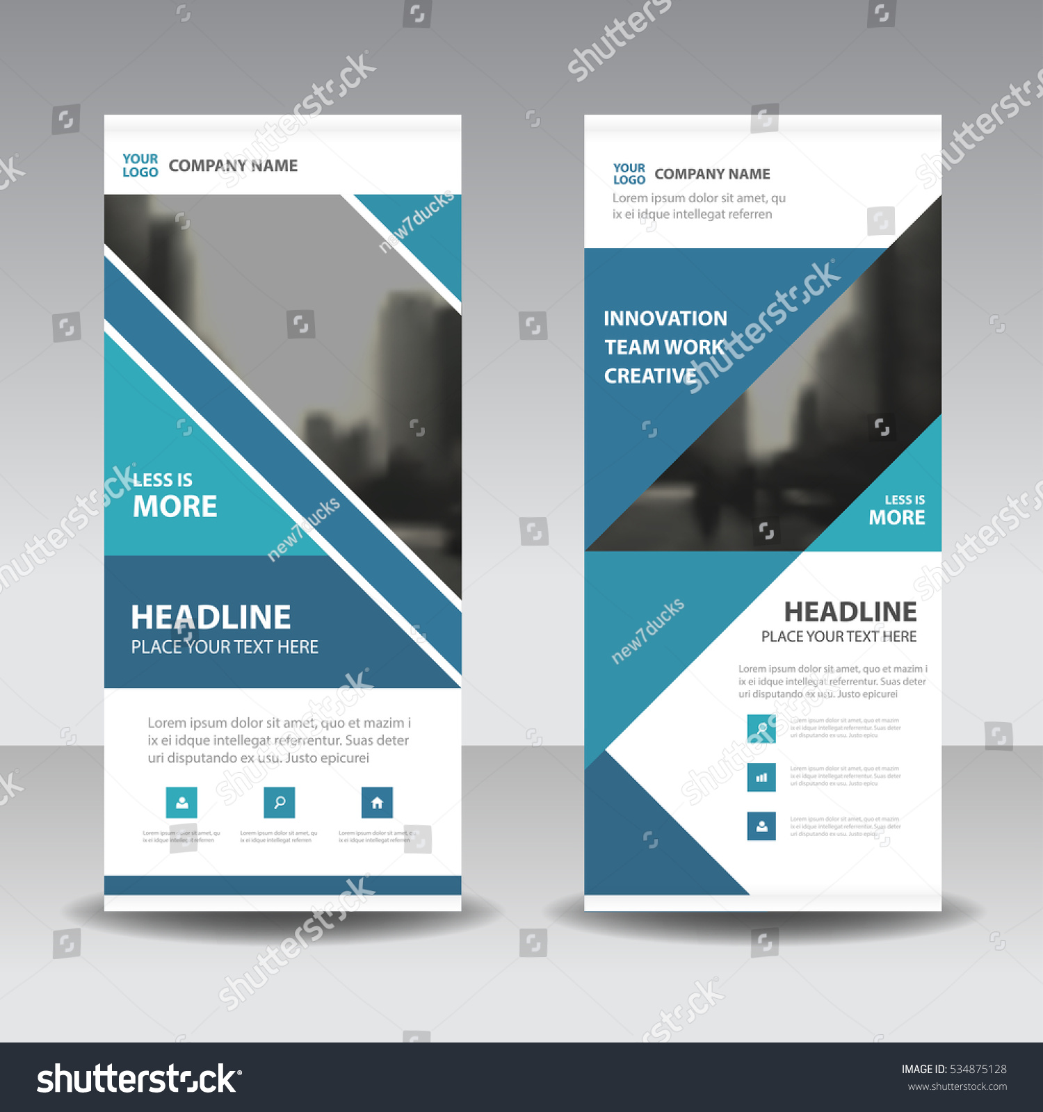 Blue triangle Business Roll Up Banner flat design template ,Abstract Geometric banner  Vector illustration set, abstract presentation brochure flyer vertical  vector #534875128