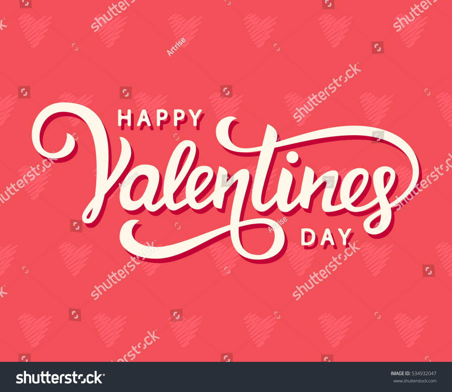 Happy Valentines Day typography poster with handwritten calligraphy text. Vector Illustration #534932047