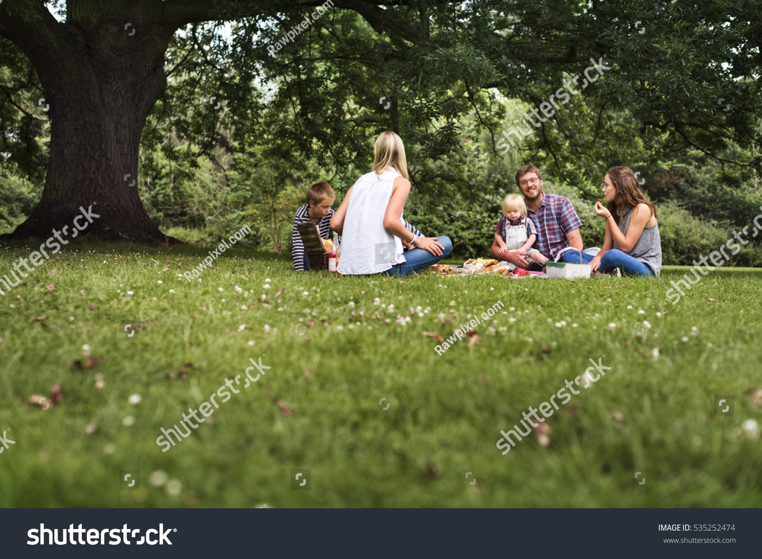 Family Generations Picnic Togetherness Relaxation Concept #535252474