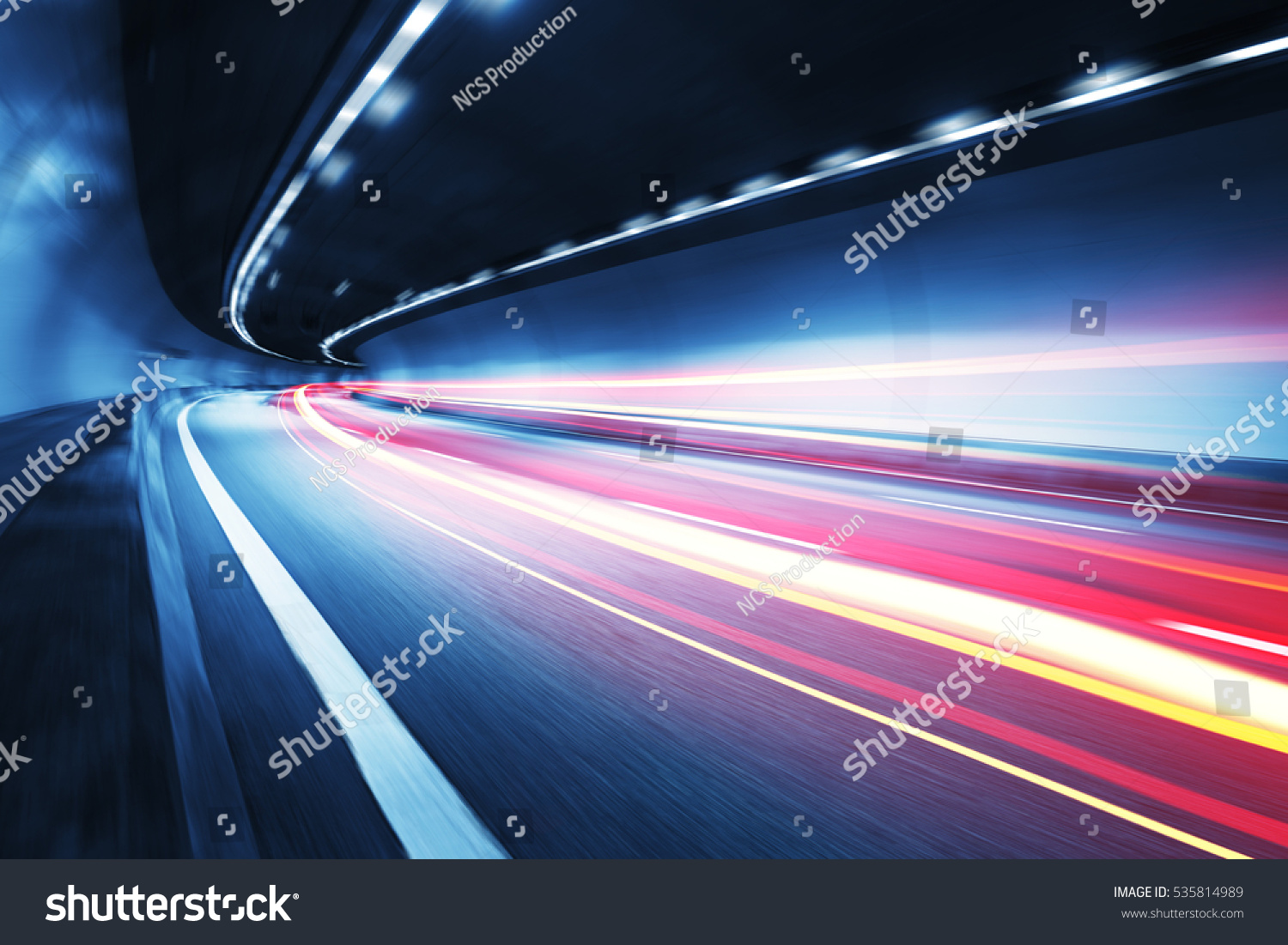 Light trail in tunnel #535814989