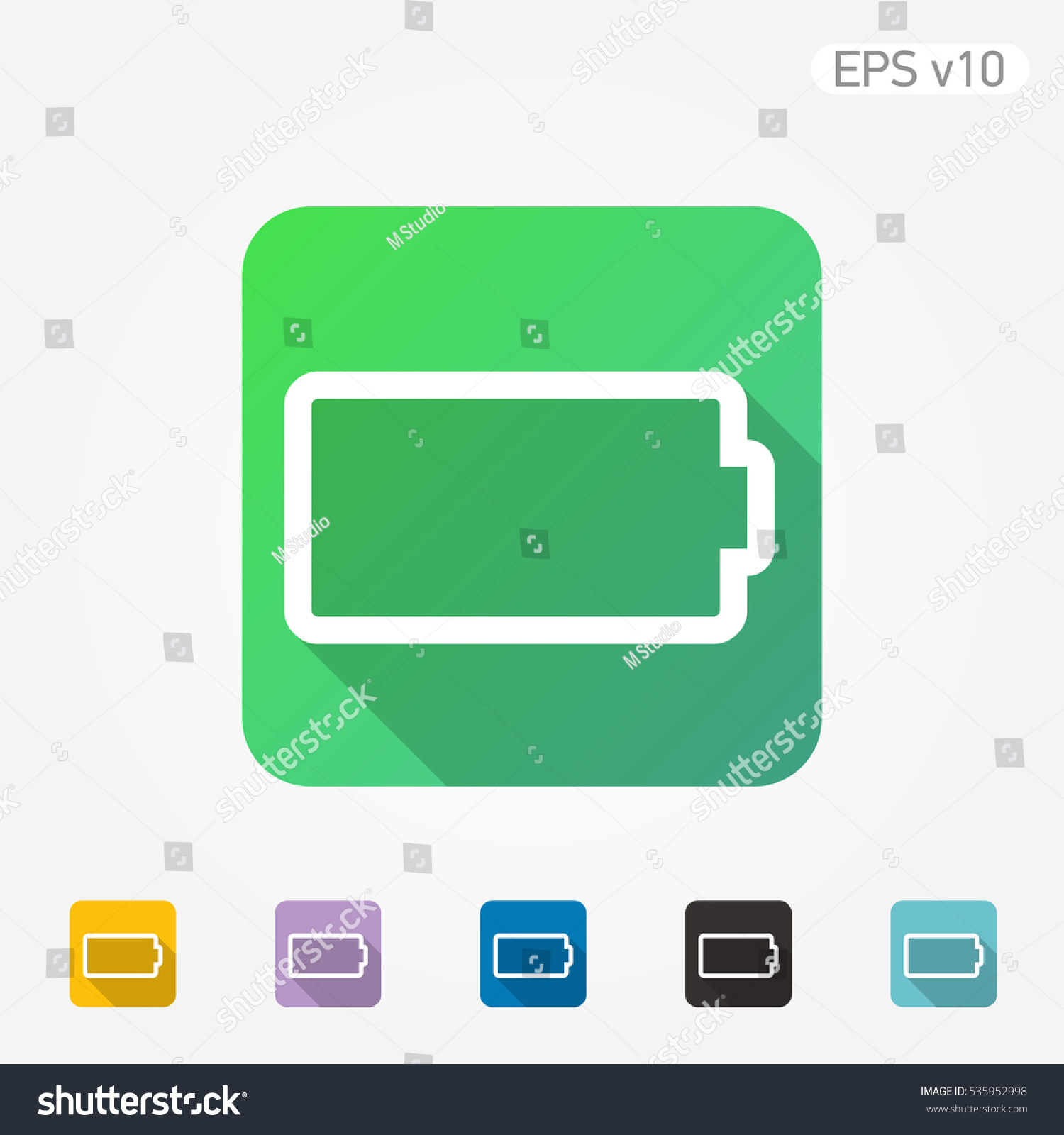 Colored icon of battery status symbol with shadow #535952998
