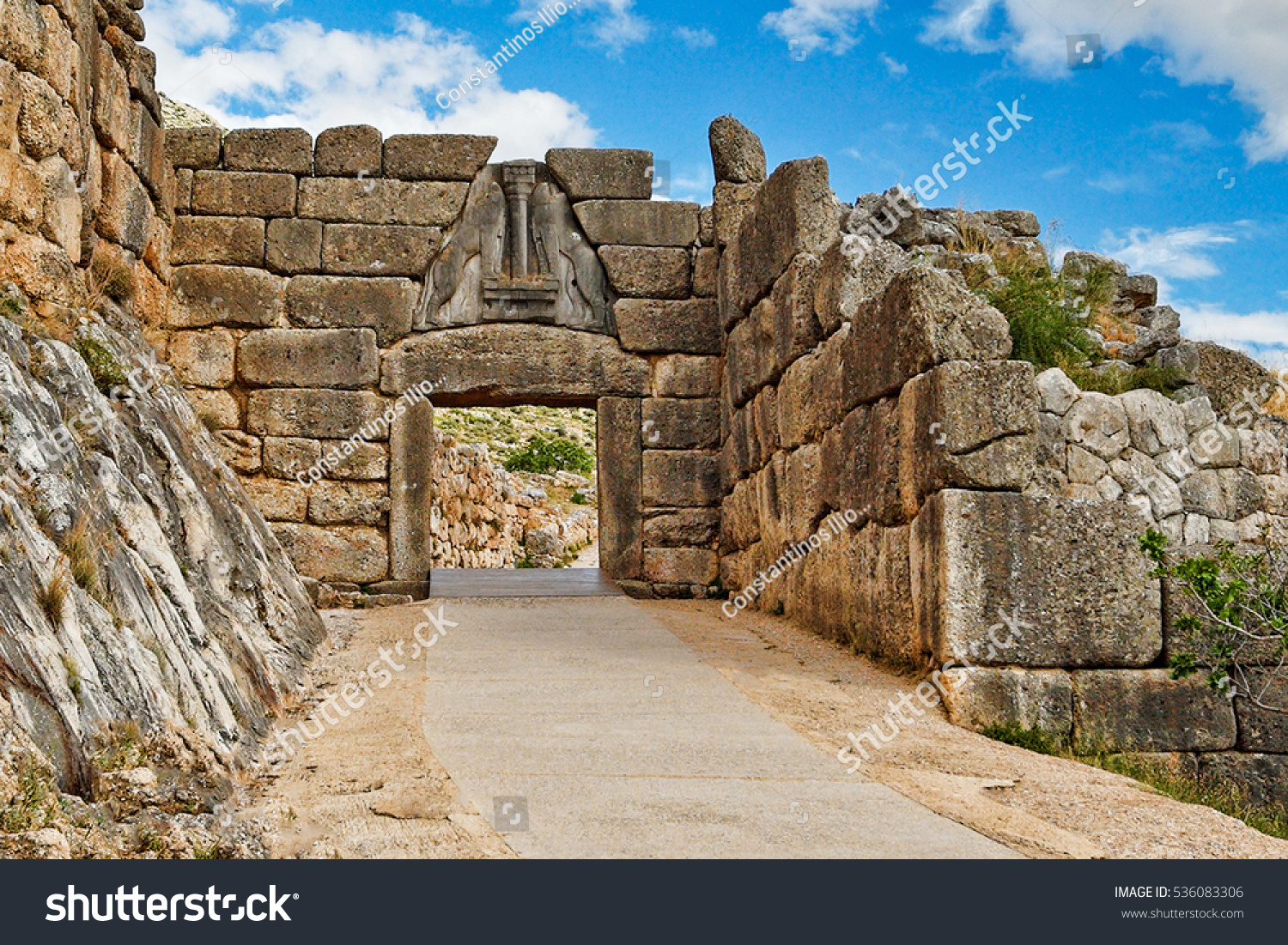 The road to Lion Gate (1.240 B.C.) Mycenae, Greece #536083306