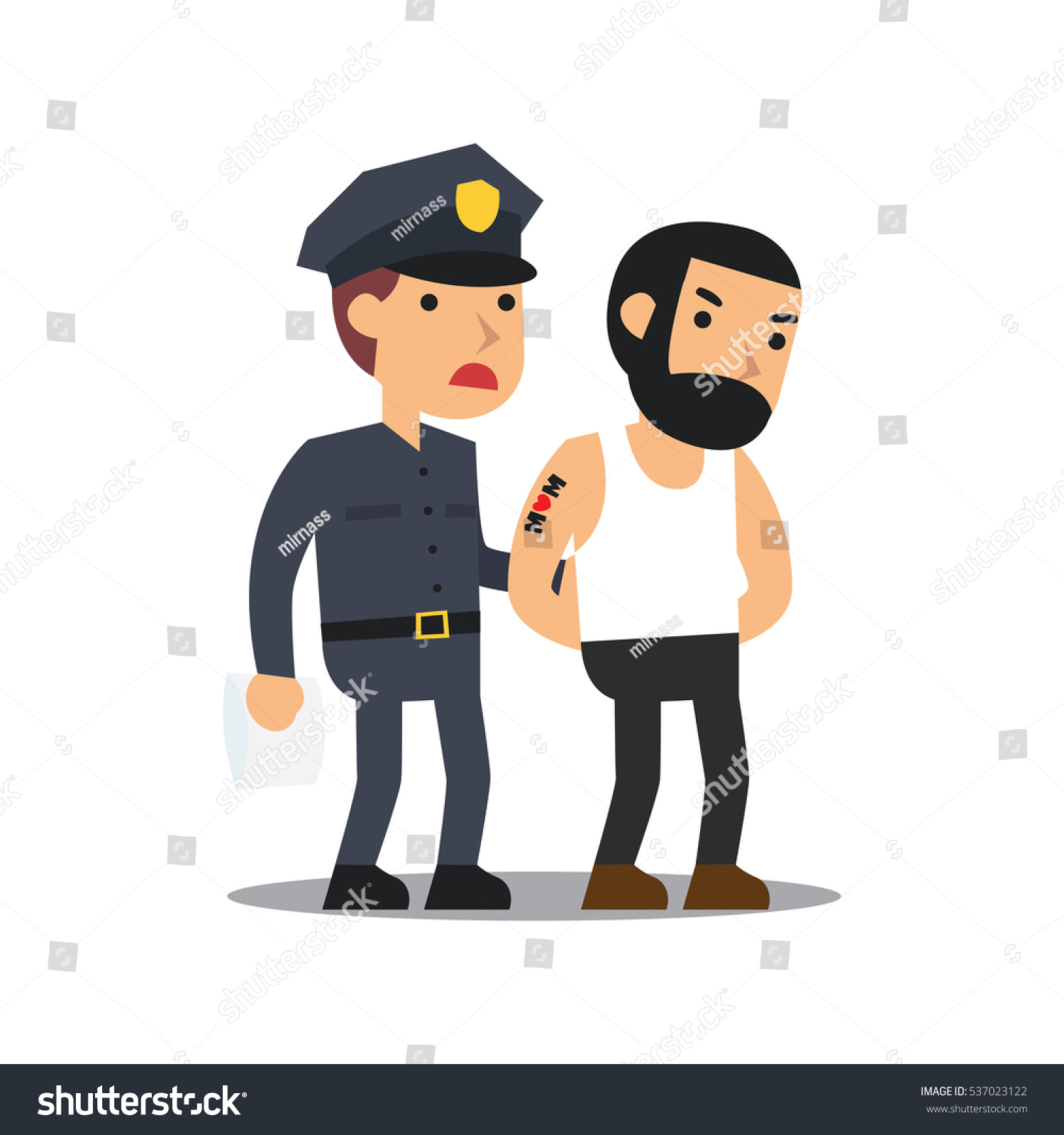 Police Officer Arresting Criminal Royalty Free Stock Vector 537023122