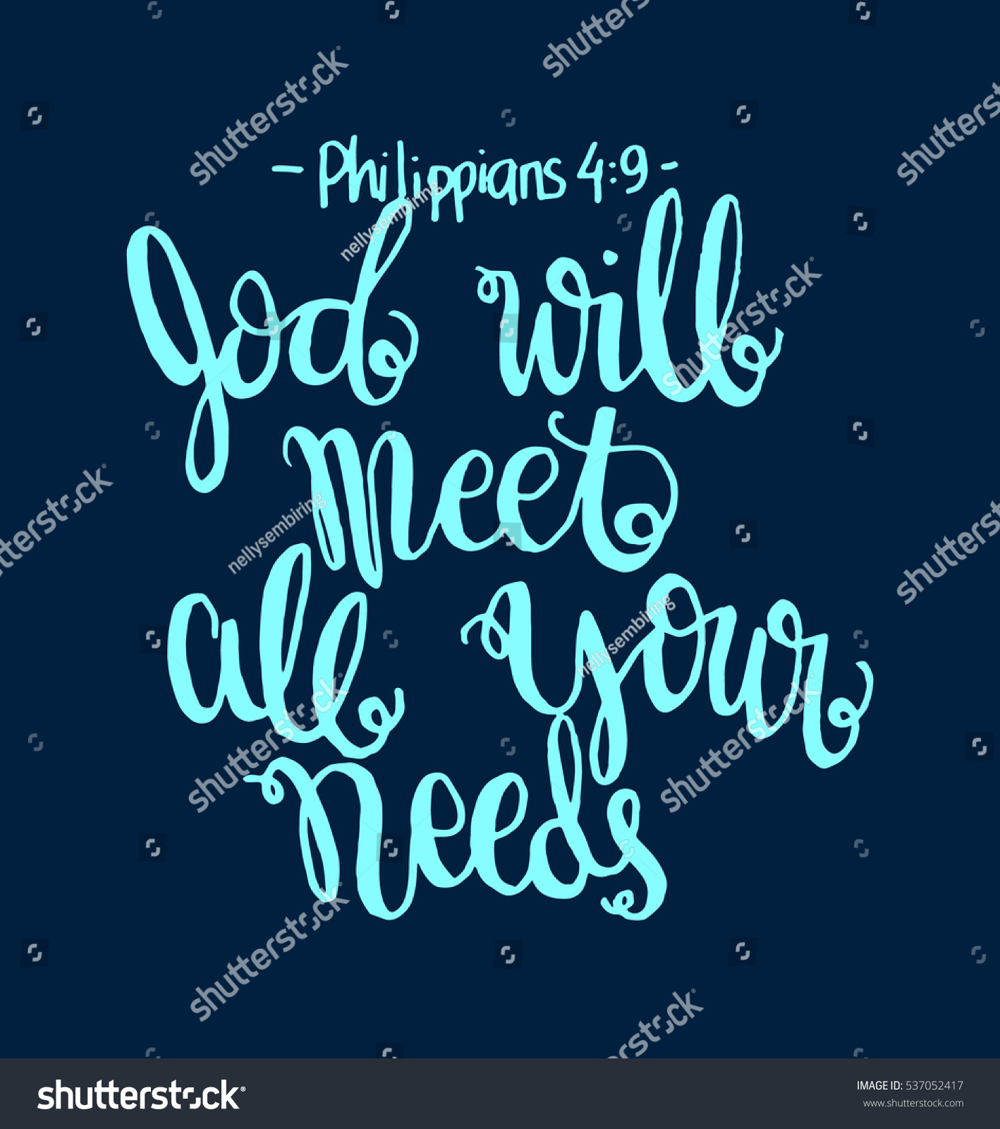 God Will Meet All Your Needs. Bible Verse. Hand - Royalty Free Stock ...