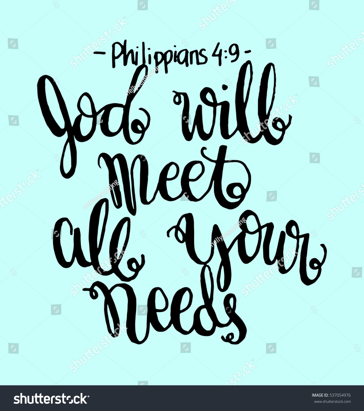 God Will Meet All Your Needs. Bible Verse. Hand - Royalty Free Stock ...