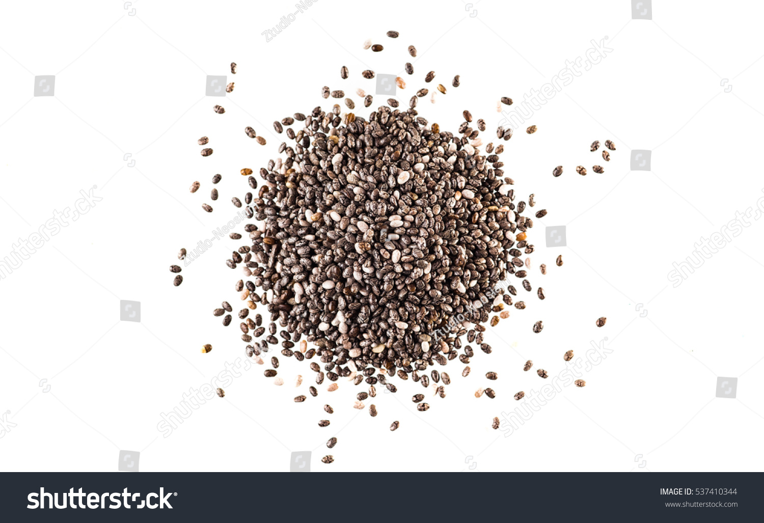 Chia seeds isolated with white background. #537410344