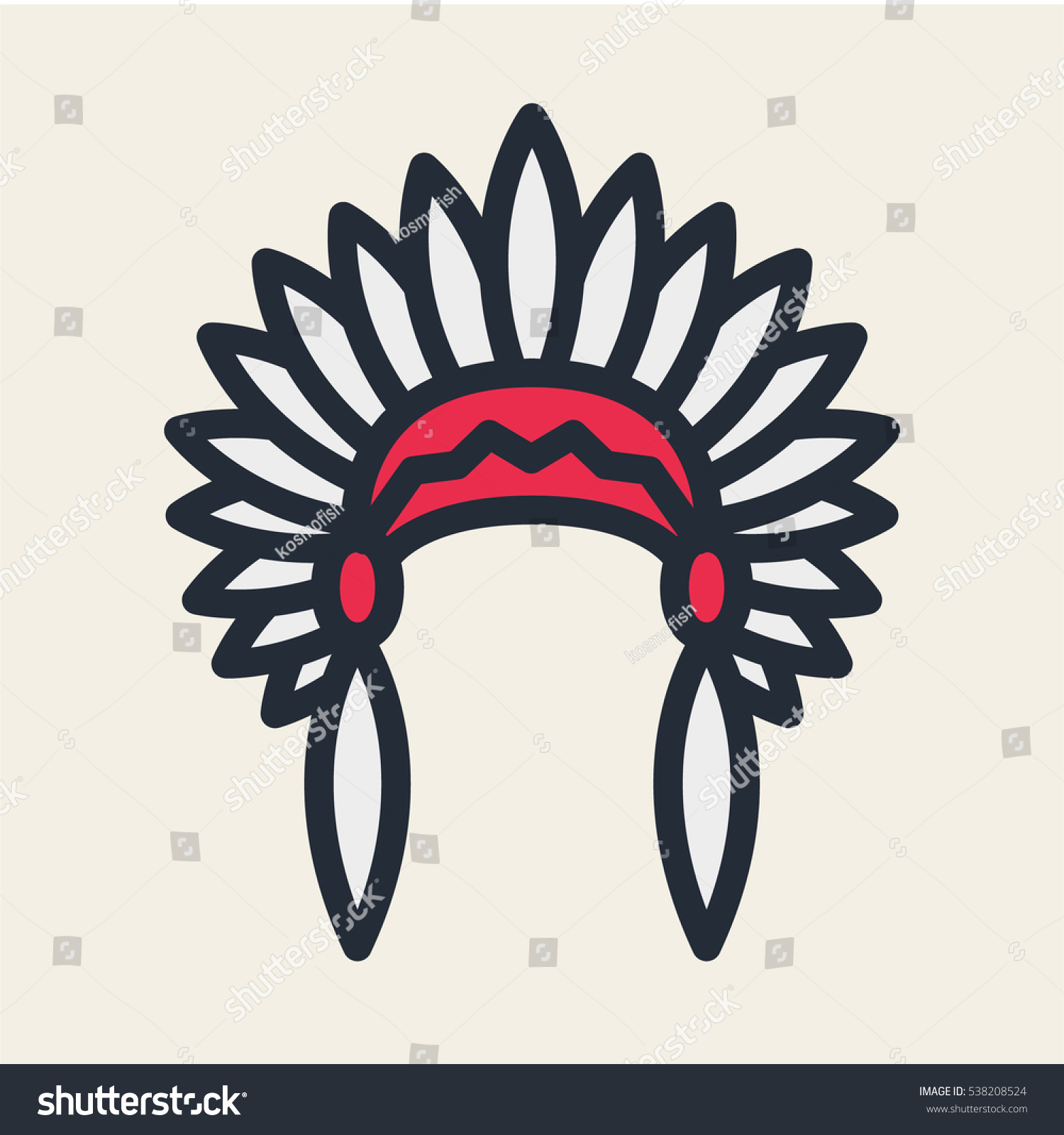Native American Headdress Minimal Flat Stock Photo 538208524