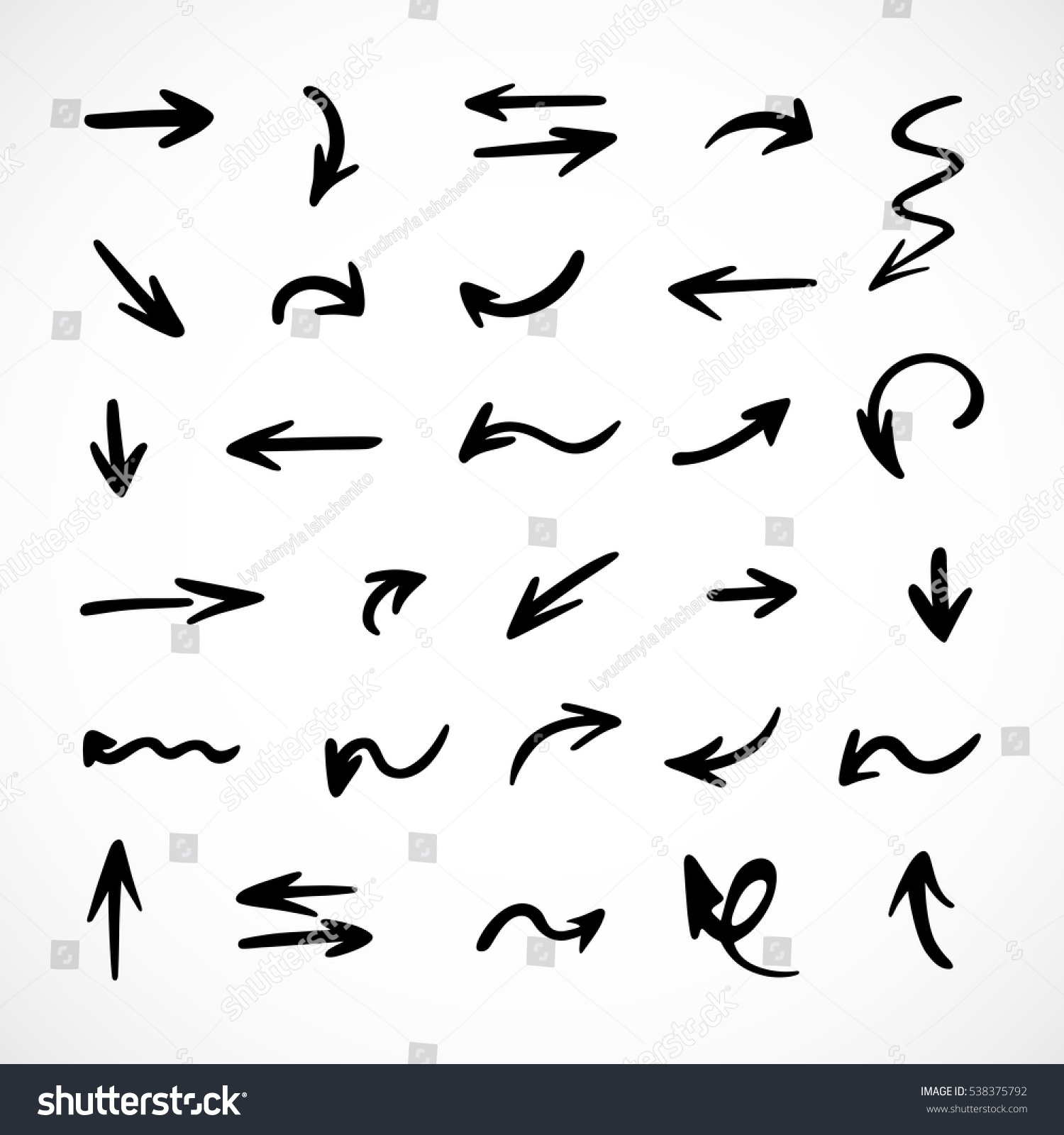 hand-drawn arrows, vector set #538375792