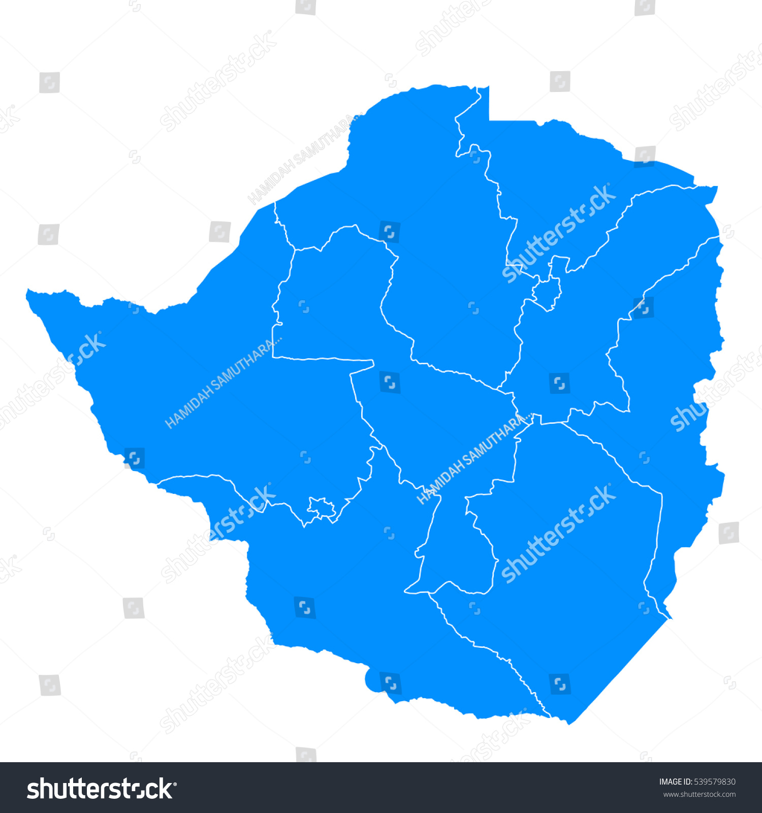 Blue map of Zimbabwe #539579830