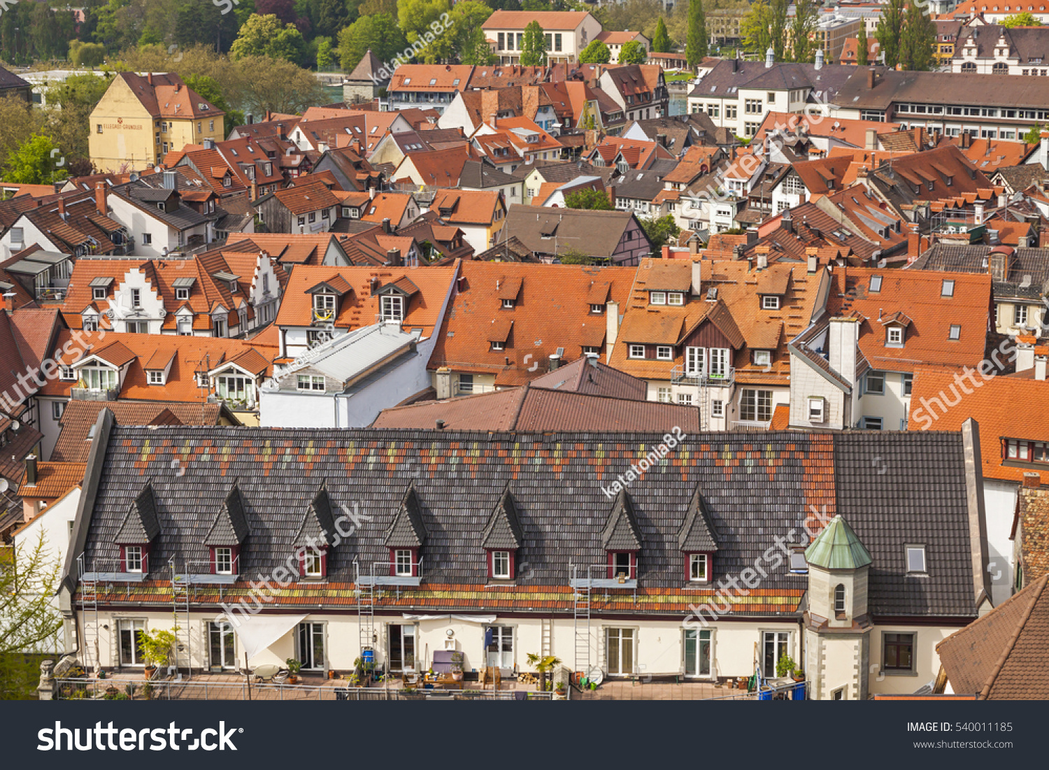 Aerial skyline view of Konstanz city, Baden-Wurttemberg state, Germany #540011185
