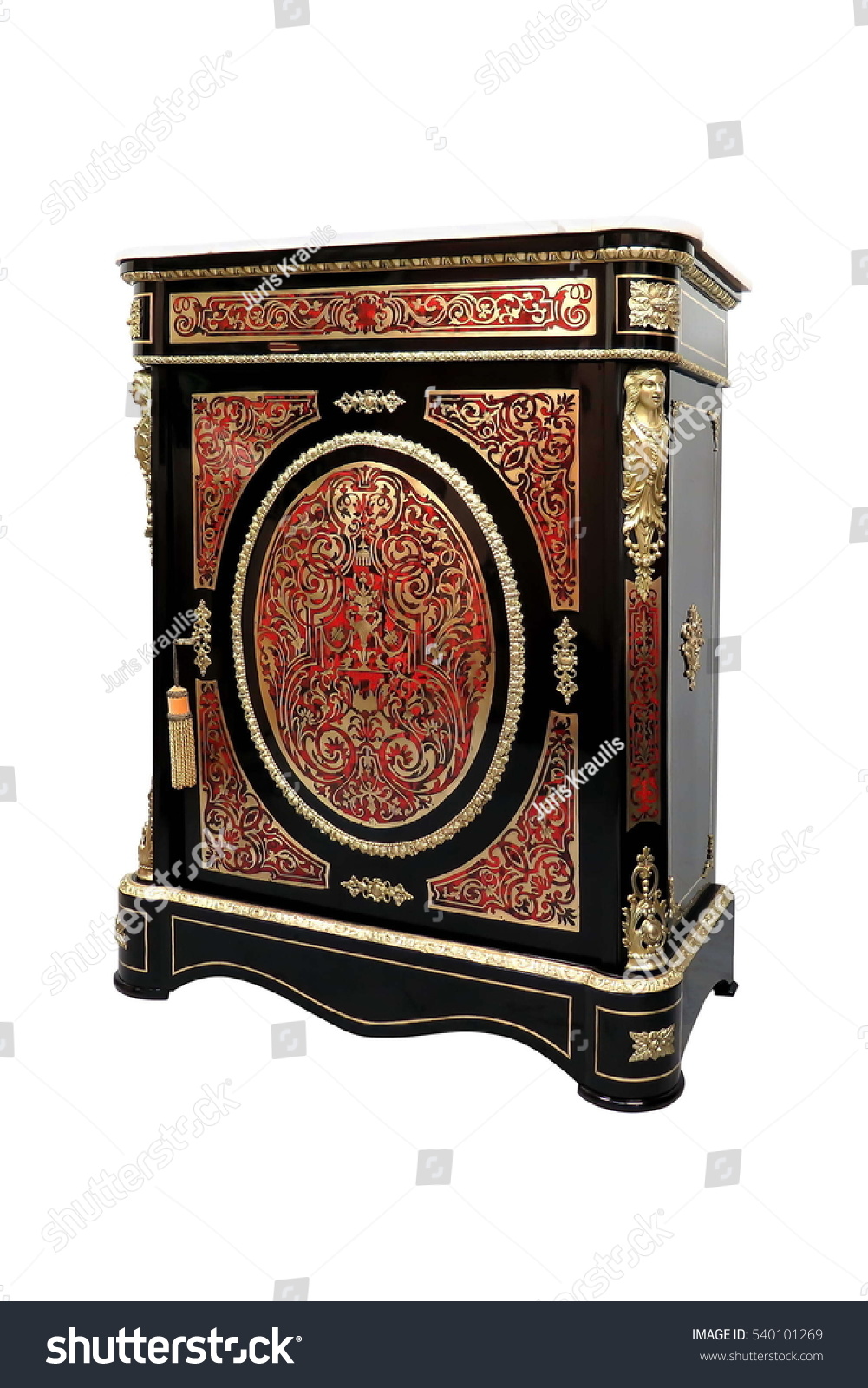 19th century Boulle Credenzas Cabinets French Sideboard inlay with red tortoise shell and brass #540101269