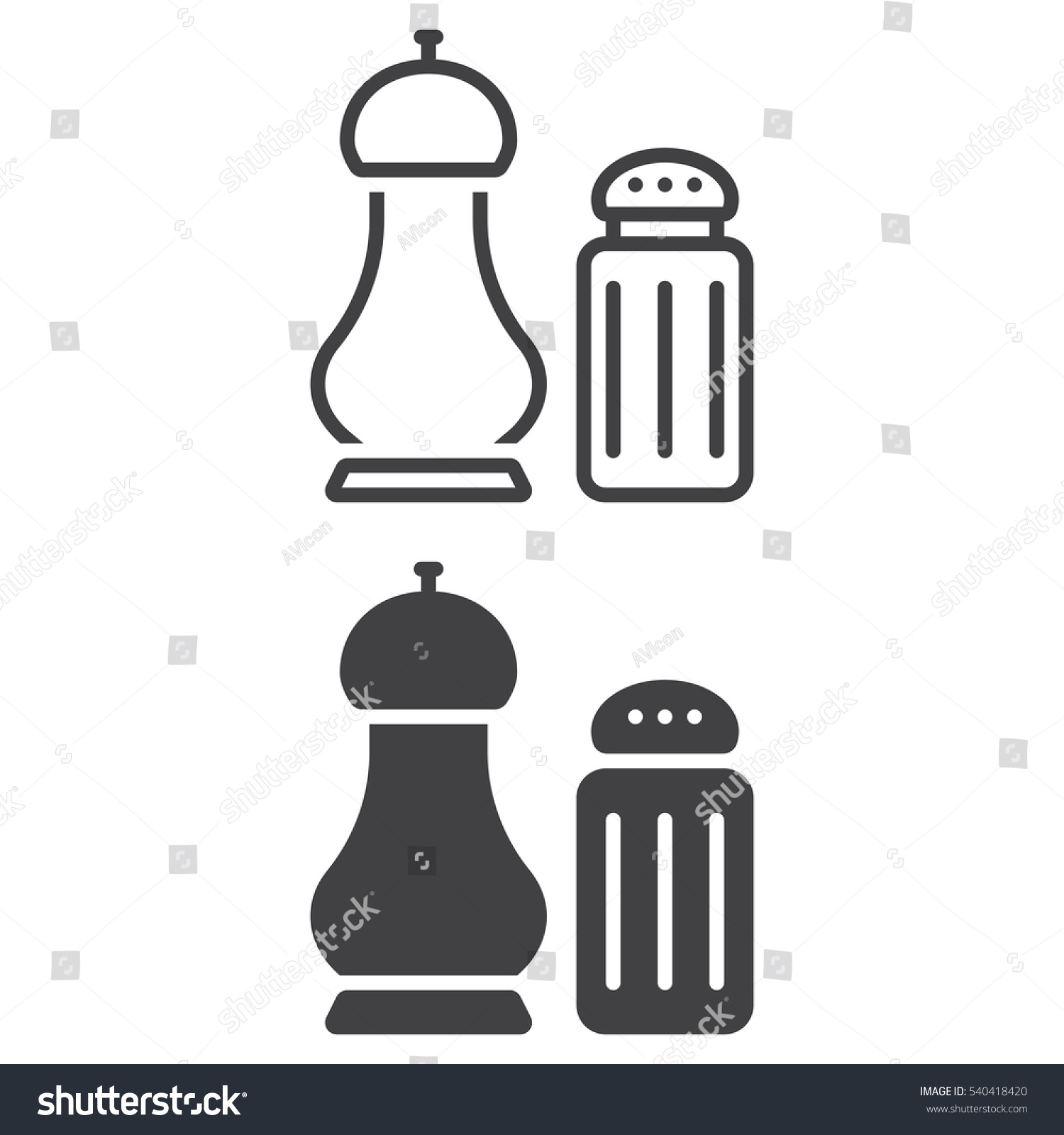 Salt and pepper shakers line icon, outline and filled vector sign, linear and full pictogram isolated on white. Symbol, logo illustration #540418420