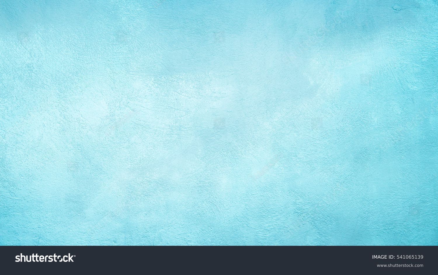 Beautiful Abstract Grunge Decorative Light Blue Cyan Painted Stucco Wall Texture. Handmade Rough Winter Christmas Paper Wide Background With Copy Space #541065139