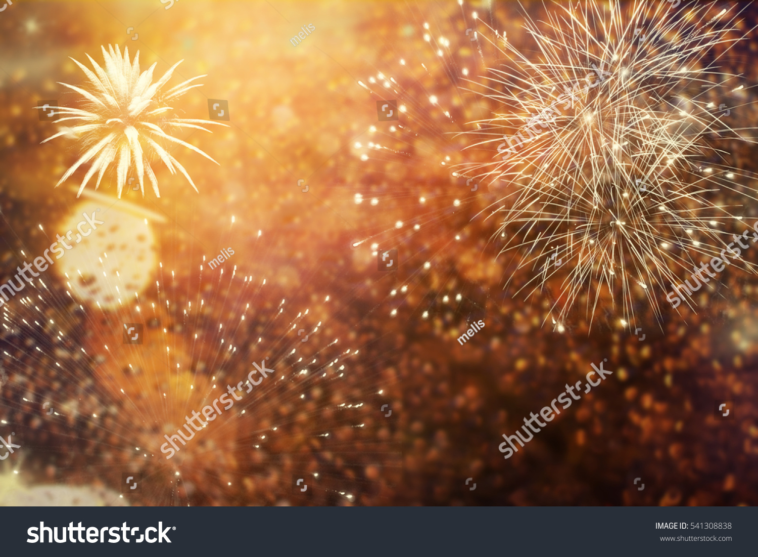 abstract holiday background - Fireworks at New Year and copy space #541308838