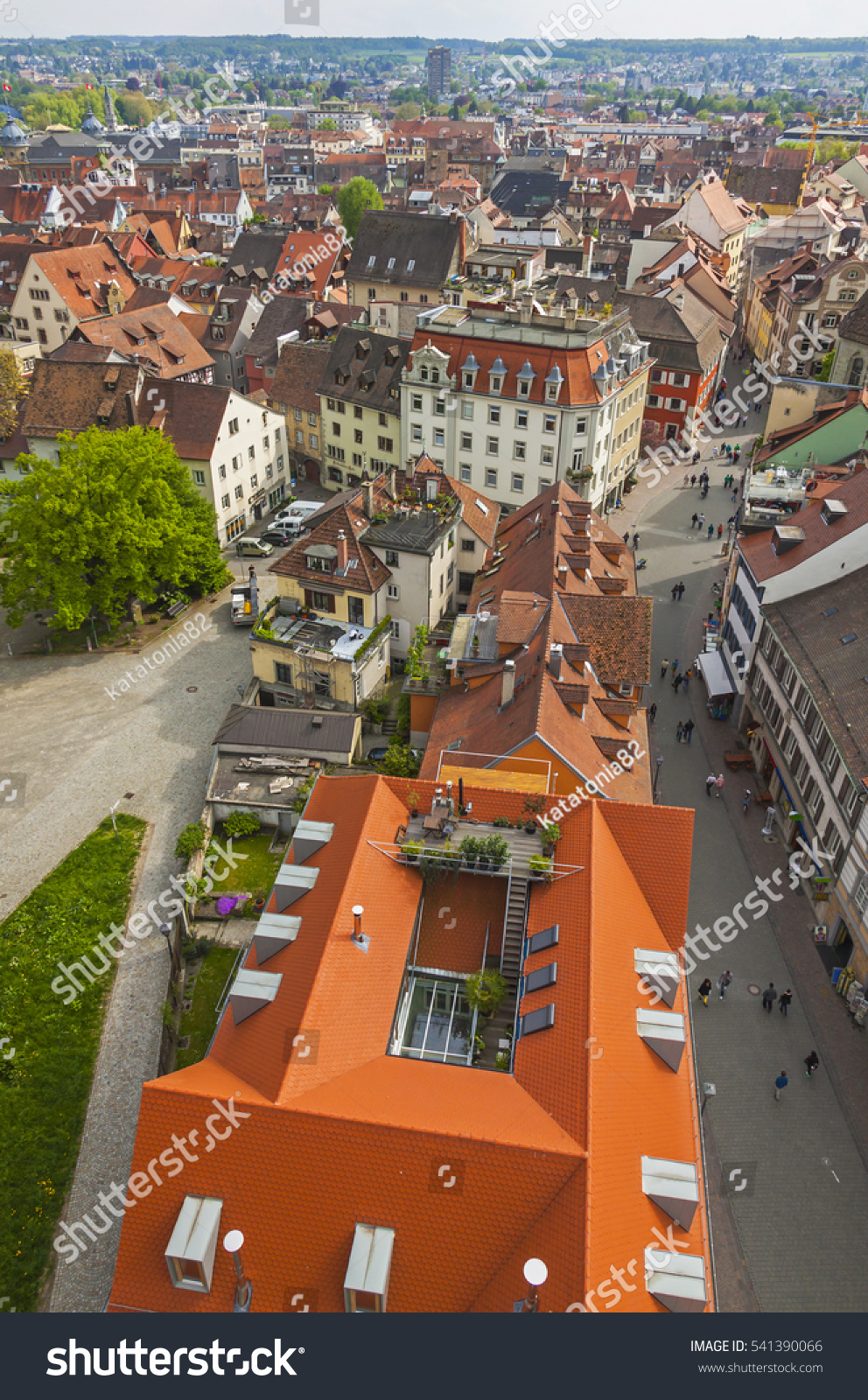 Aerial skyline view of Konstanz city, Baden-Wurttemberg state, Germany #541390066