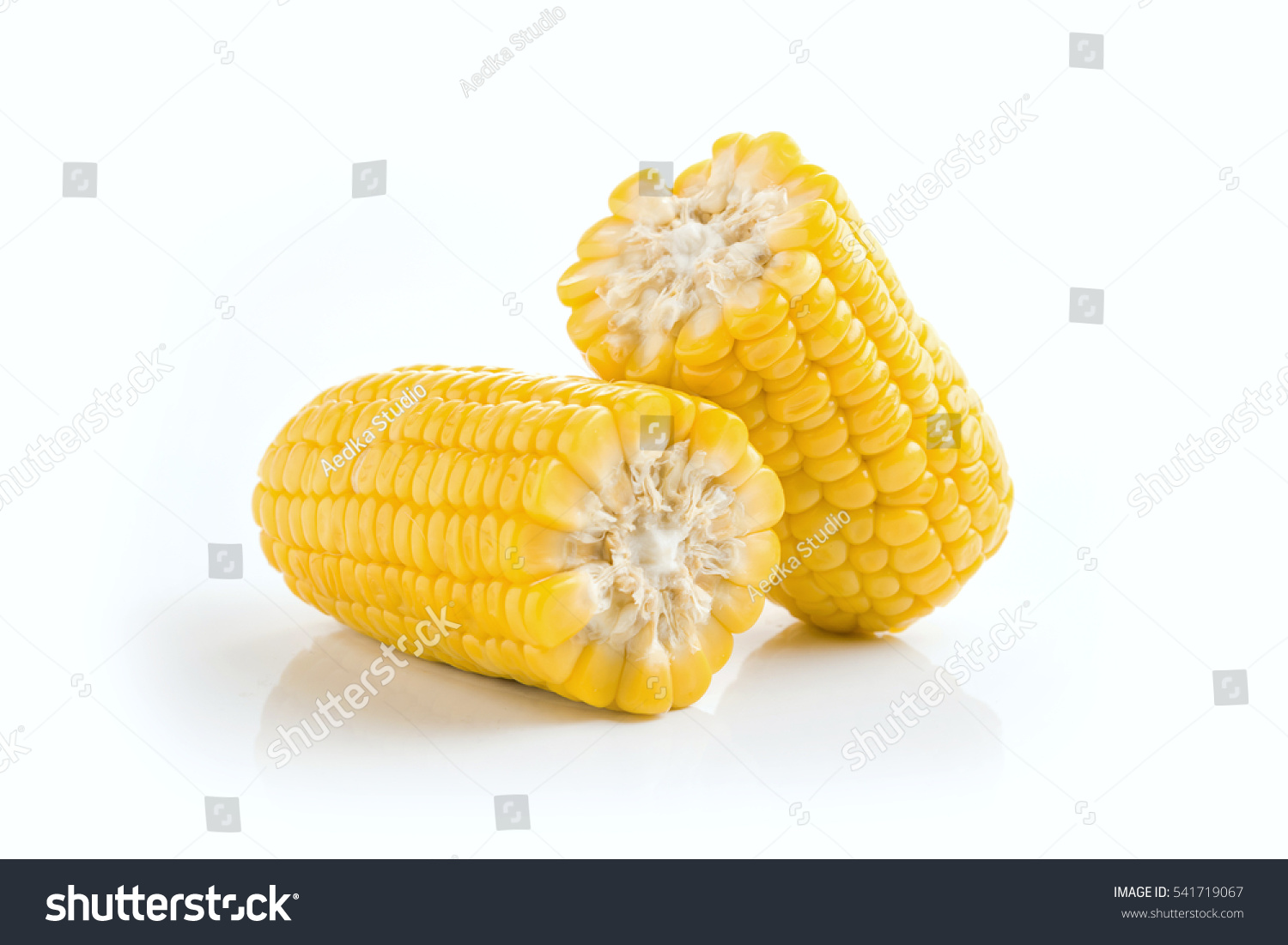 ears of Sweet corn isolated on white background #541719067