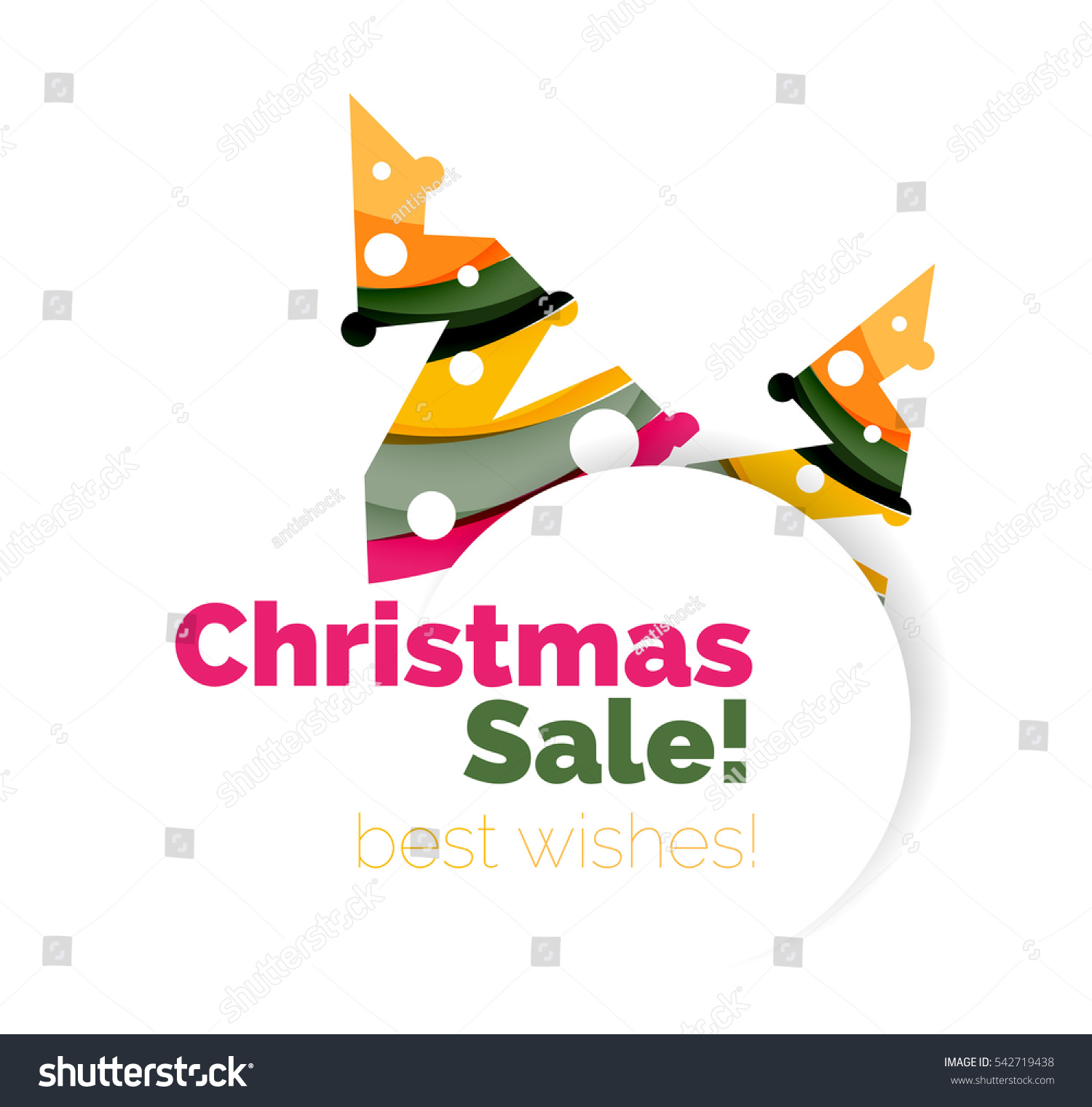 Christmas and New Year geometric banner with text. illustration #542719438