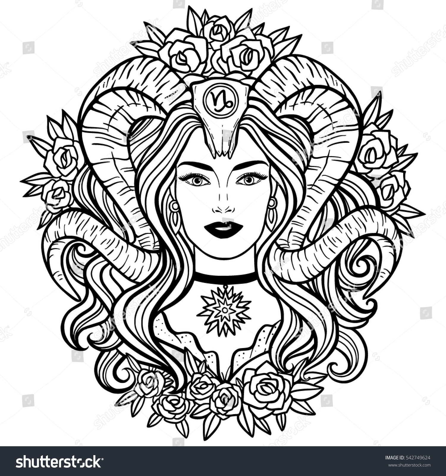 Download Capricorn - Zodiac hand drawn illustration, - Royalty Free Stock Vector 542749624 - Avopix.com