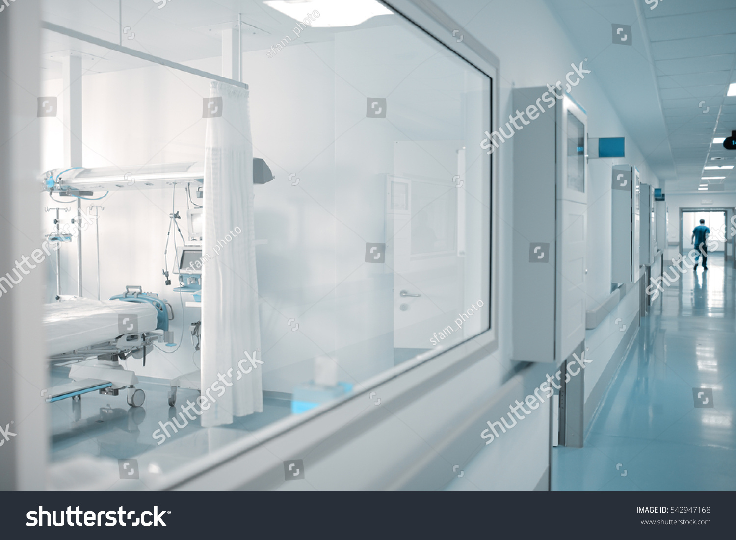 Window in ward of hospital corridor. #542947168
