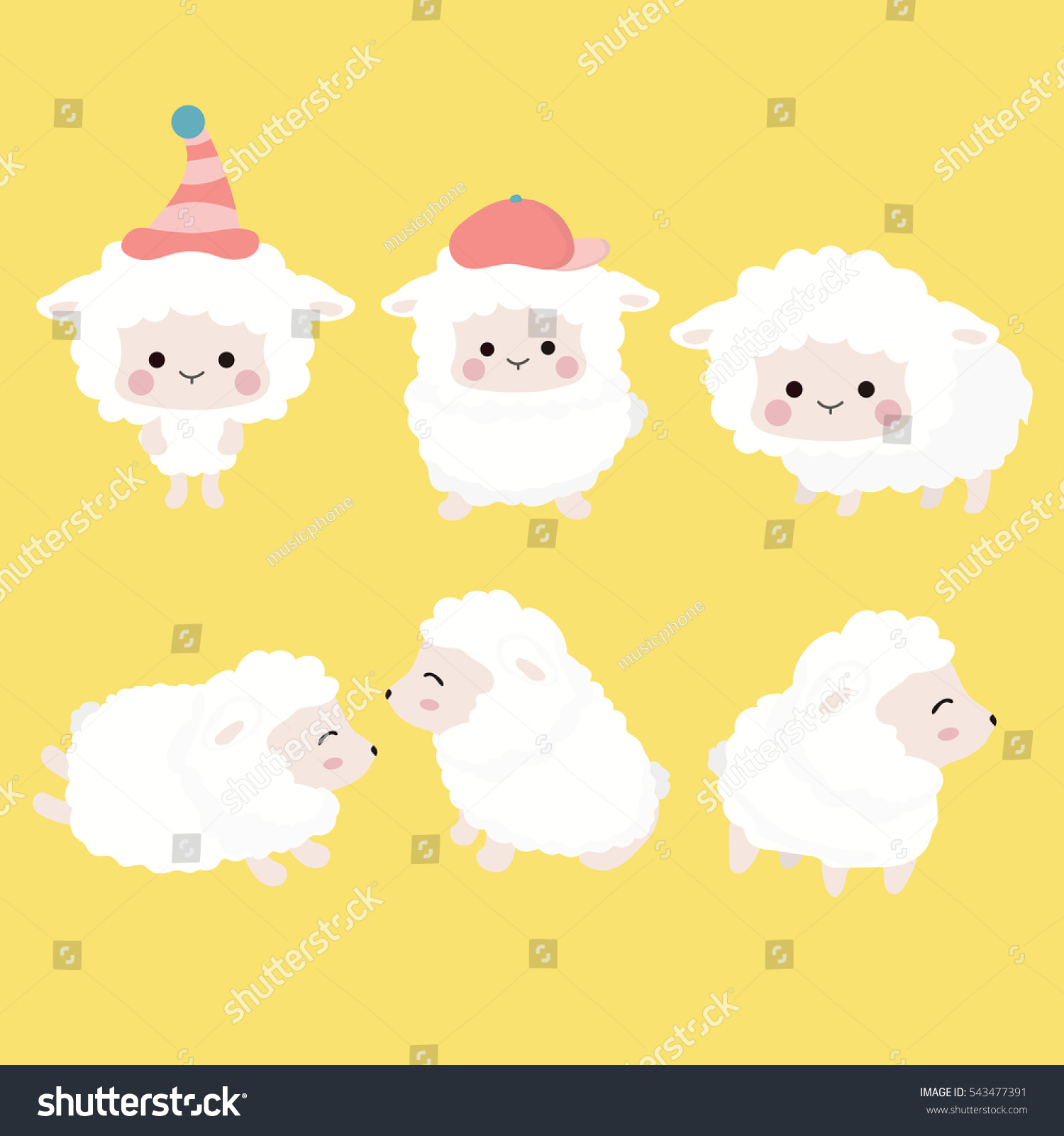 Cute Cartoon Sheep Set Royalty Free Stock Vector 543477391 6220