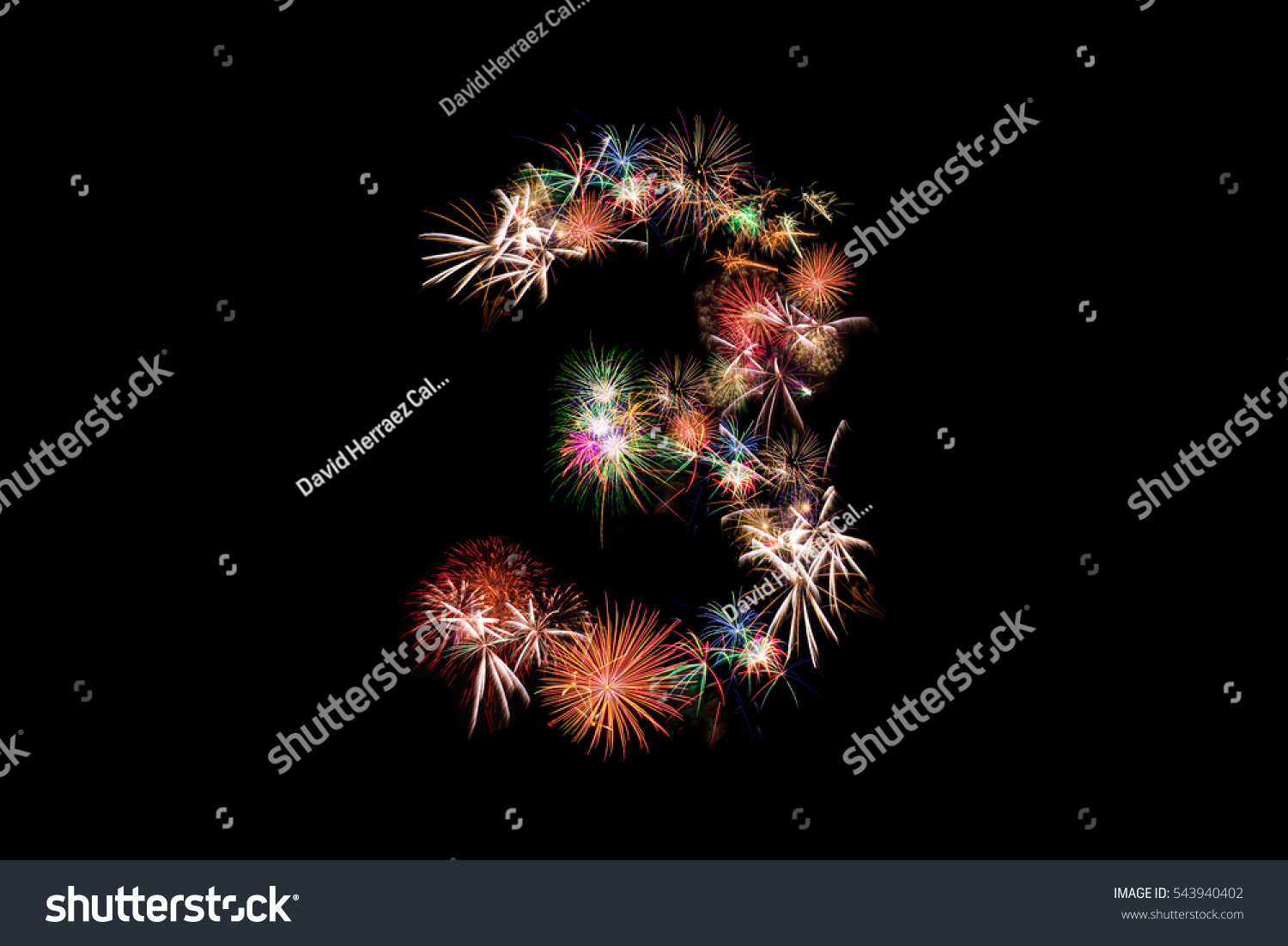 Number 3. Number alphabet made of real fireworks. See other numbers in my portfolio. #543940402