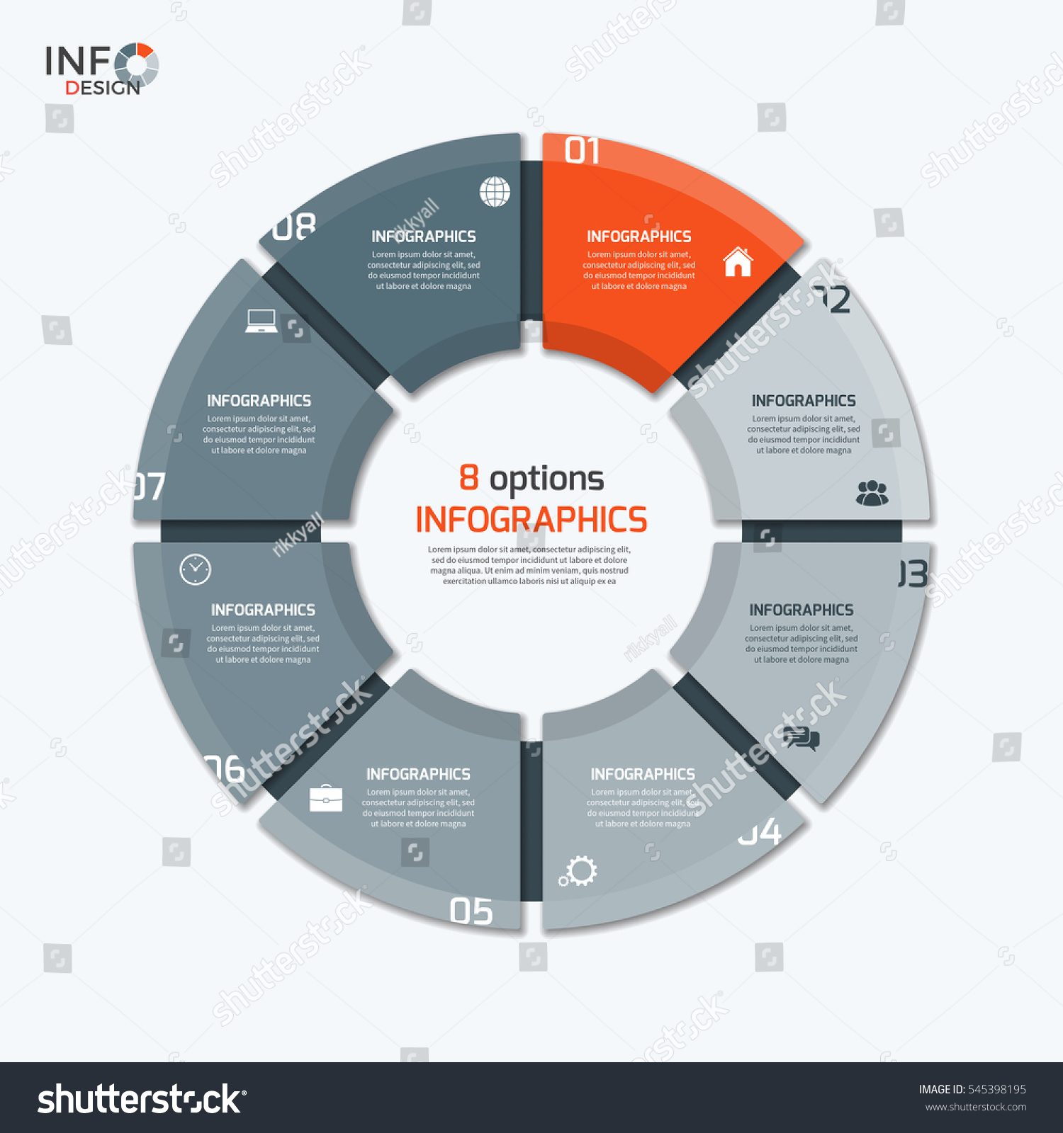 Vector Circle Chart Infographic Template With 8 Royalty Free Stock Vector 545398195 8836