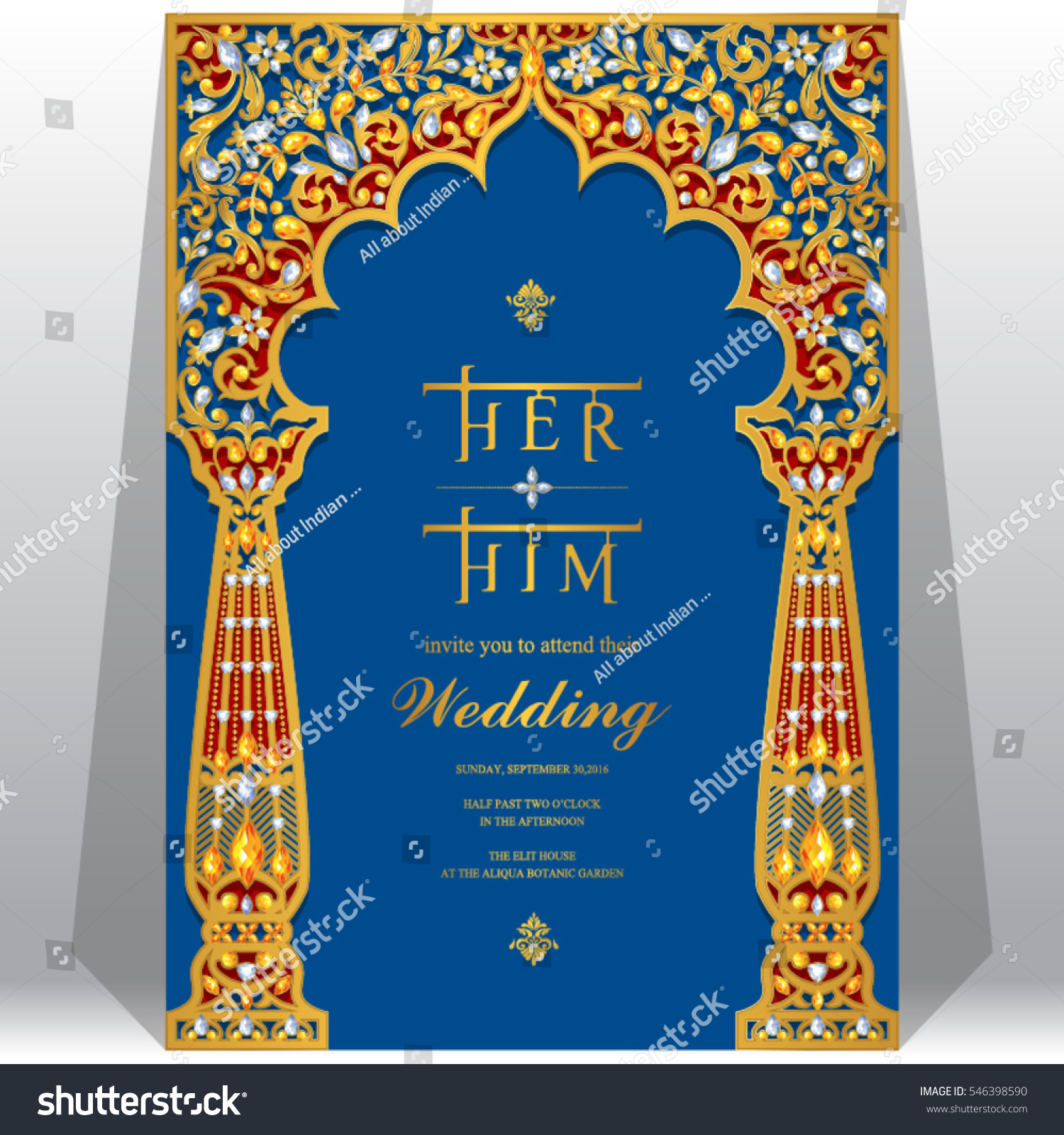 Indian Wedding Invitation Card Templates With Royalty Free Stock Vector 546398590 