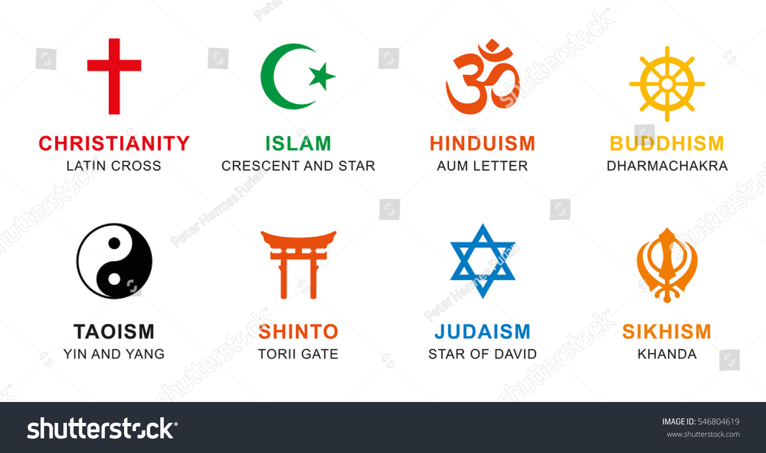 World Religion Symbols Colored. Signs Of Major - Royalty Free Stock ...