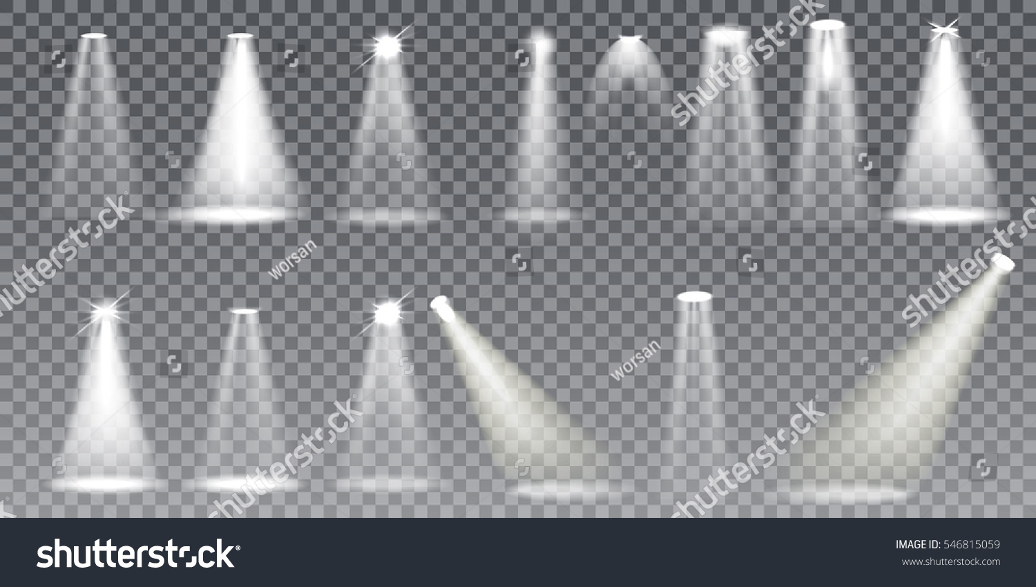 Scene illumination collection, transparent effects. Bright lighting with spotlights. #546815059