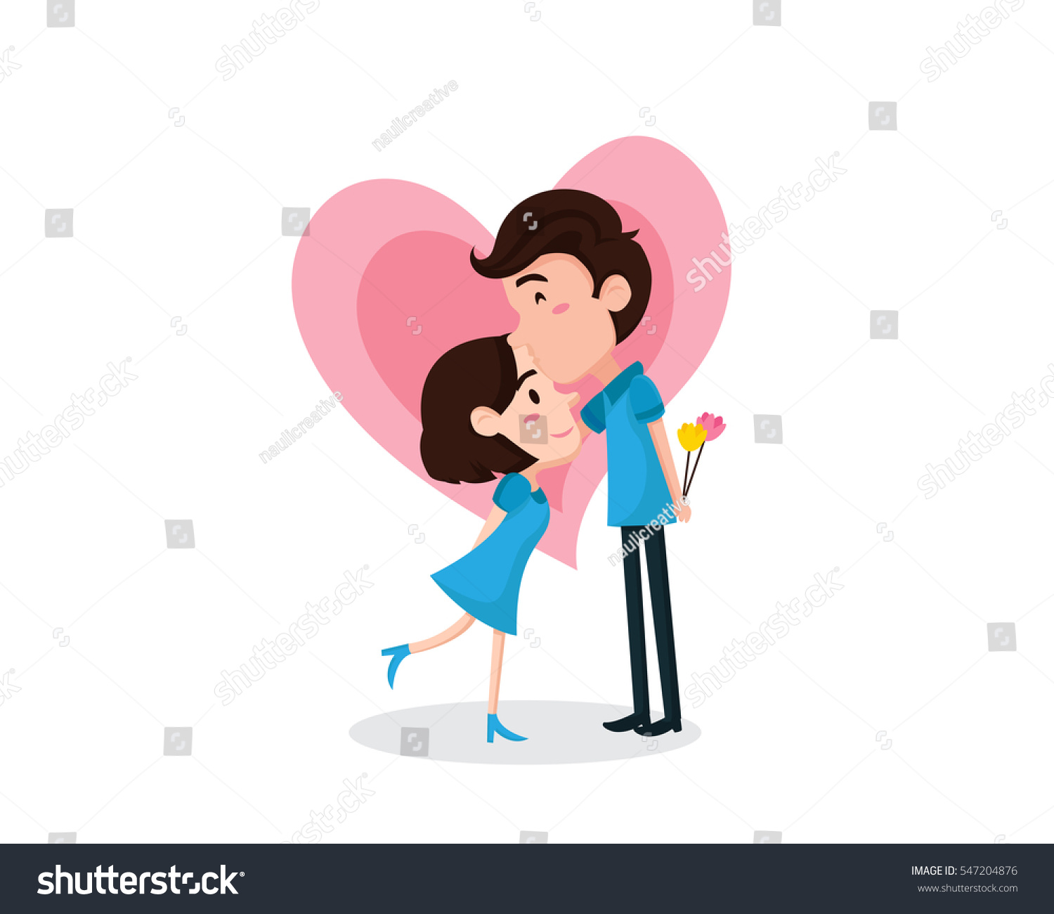 Romantic Valentine Couple Kissing Forehead Royalty Free Stock Vector 547204876 3447