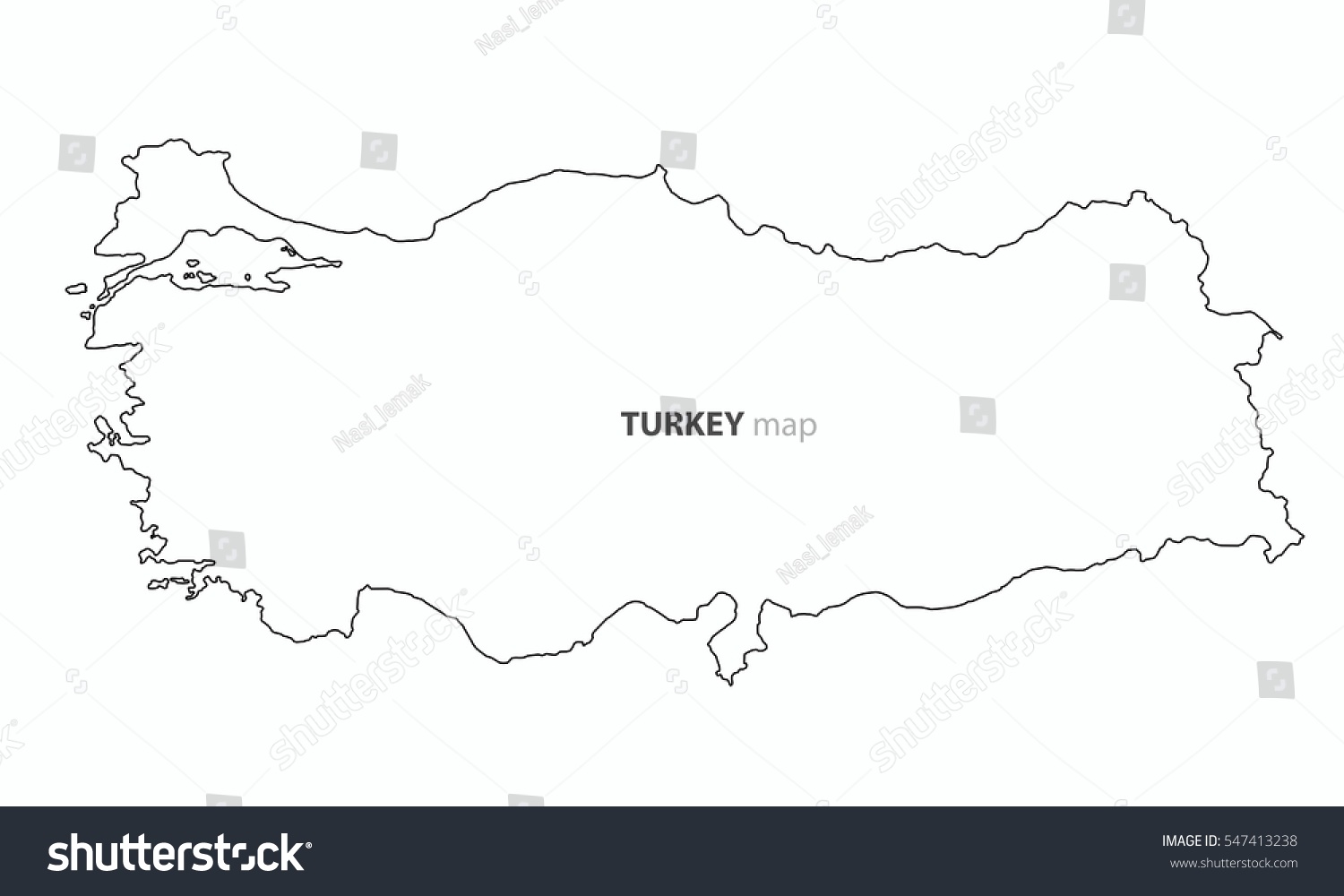 Map Of Turkey Country Outline Vector Background Royalty Free Stock Avopix 547413238