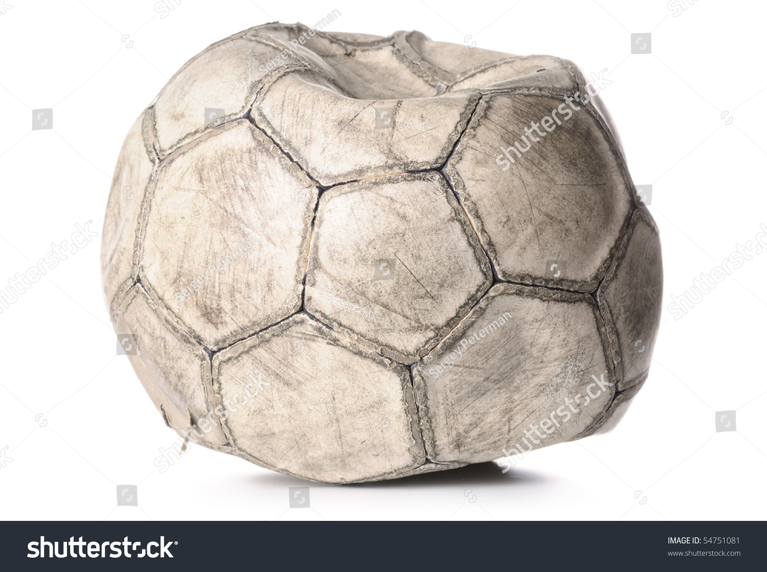 old deflated soccer ball isolated on white #54751081