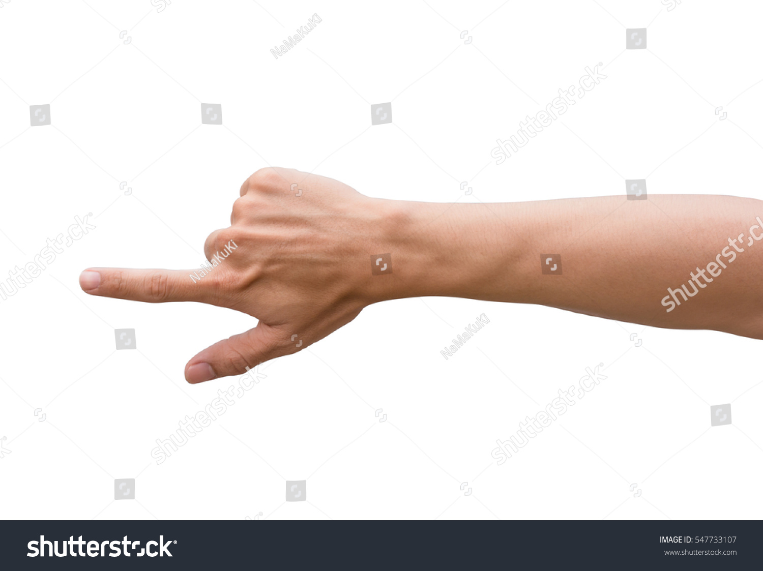 male hand pointing. Isolated on white background #547733107