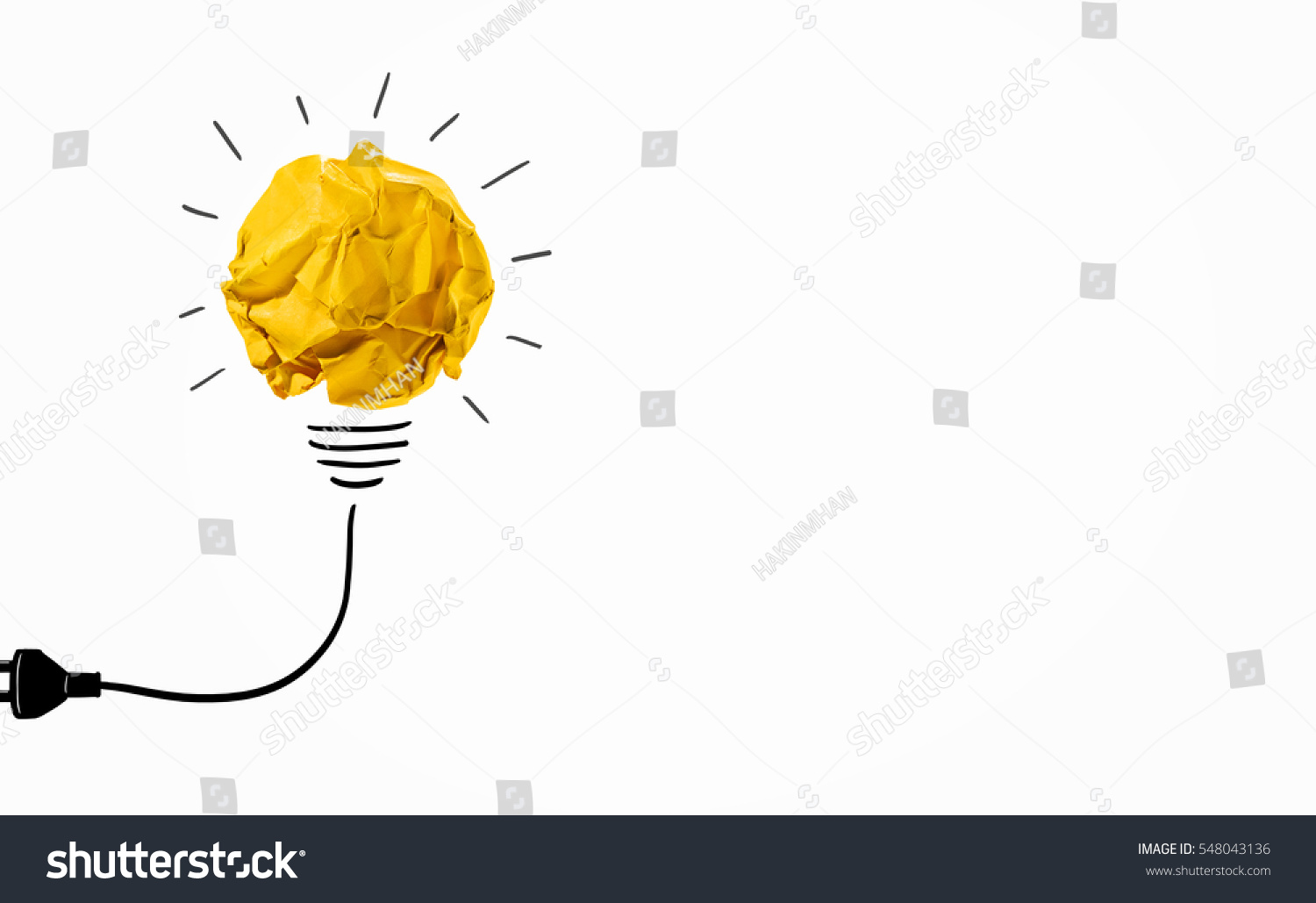 Ideas with yellow crumpled paper ball ( lightbulb ).Creative business concept.
 #548043136
