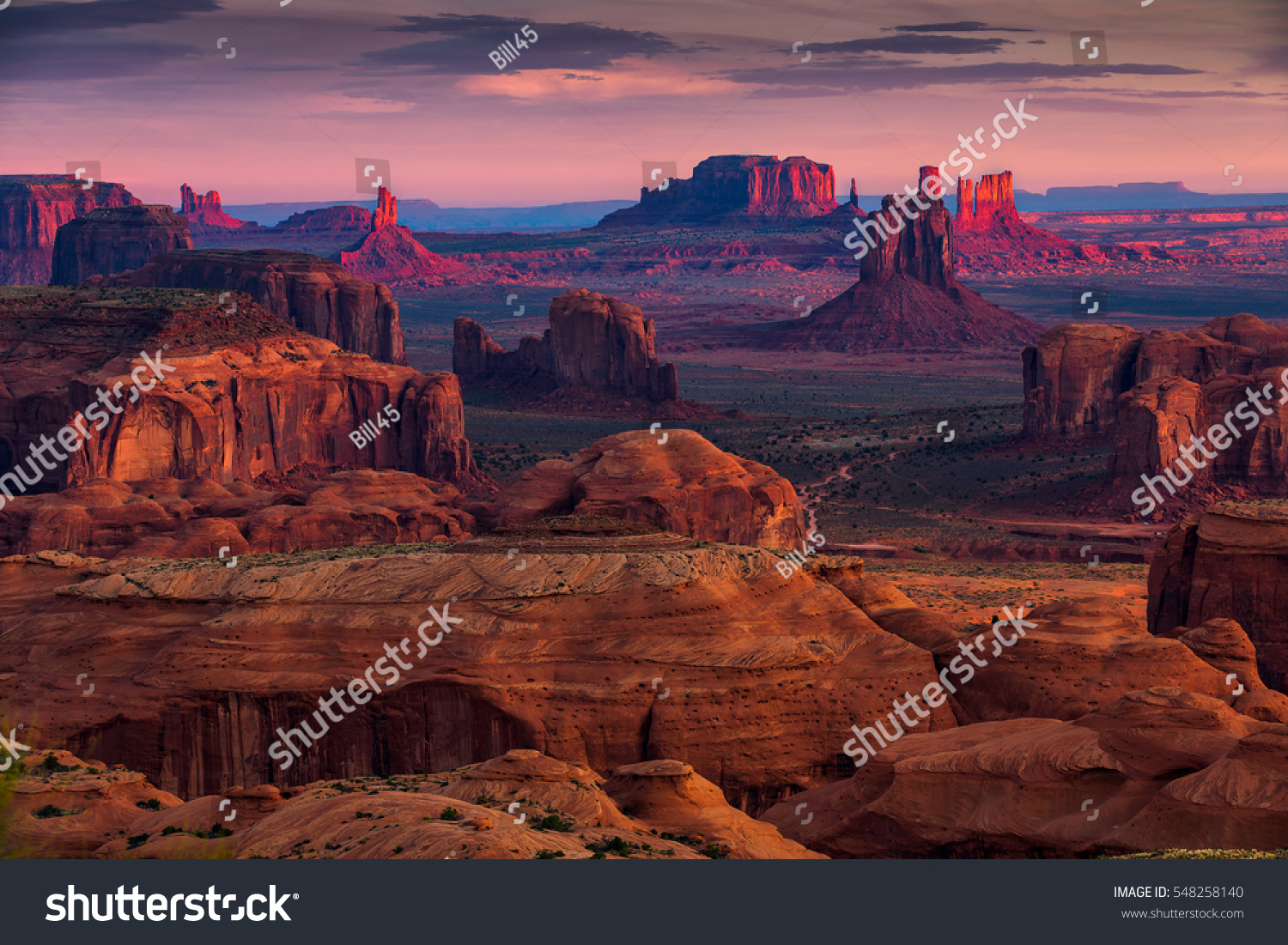 Sunrise in Hunts Mesa navajo tribal majesty place near Monument Valley, Arizona, USA #548258140
