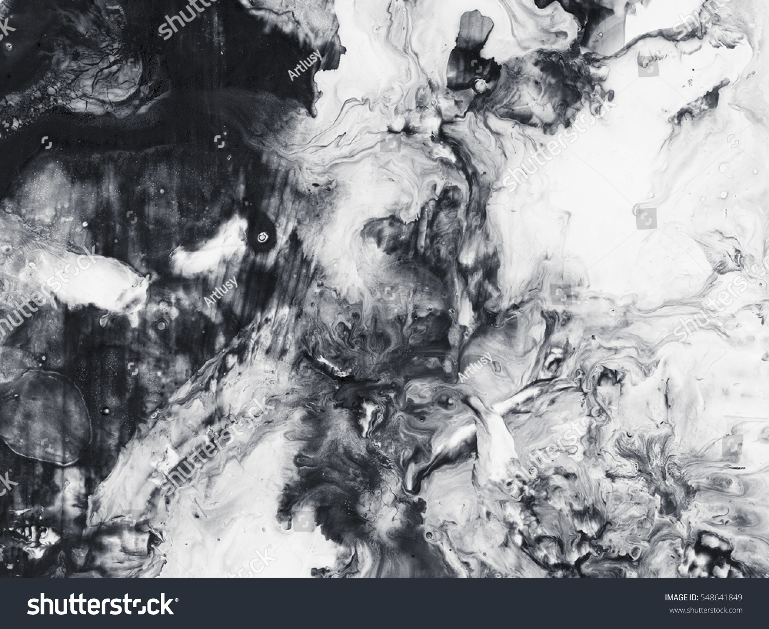 Abstract hand painted black and white background, acrylic painting on canvas, wallpaper, texture #548641849