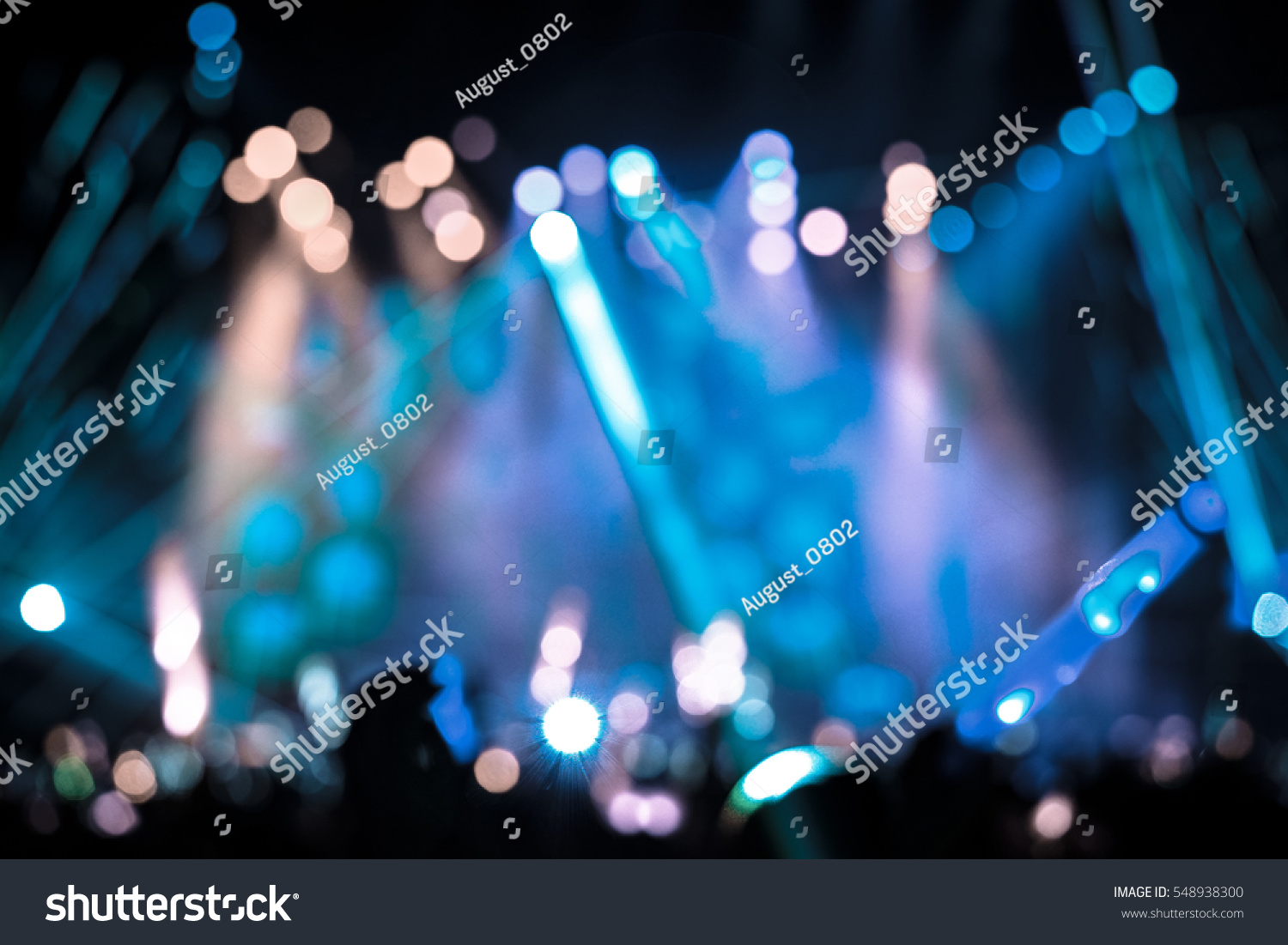 Defocused entertainment concert lighting on stage, blurred disco party and Concert Live. #548938300