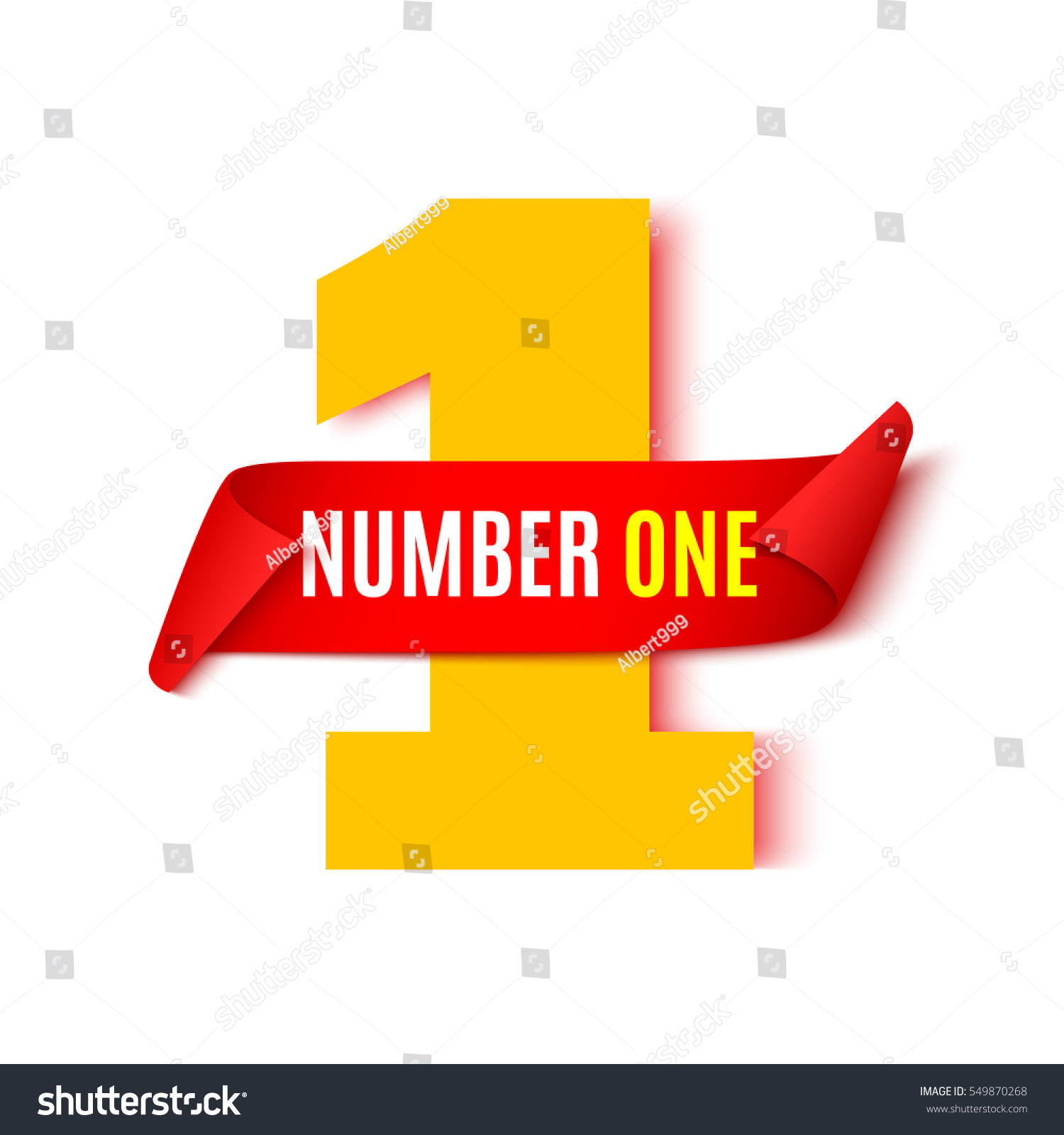 Number one. Red ribbon. Vector illustration. #549870268