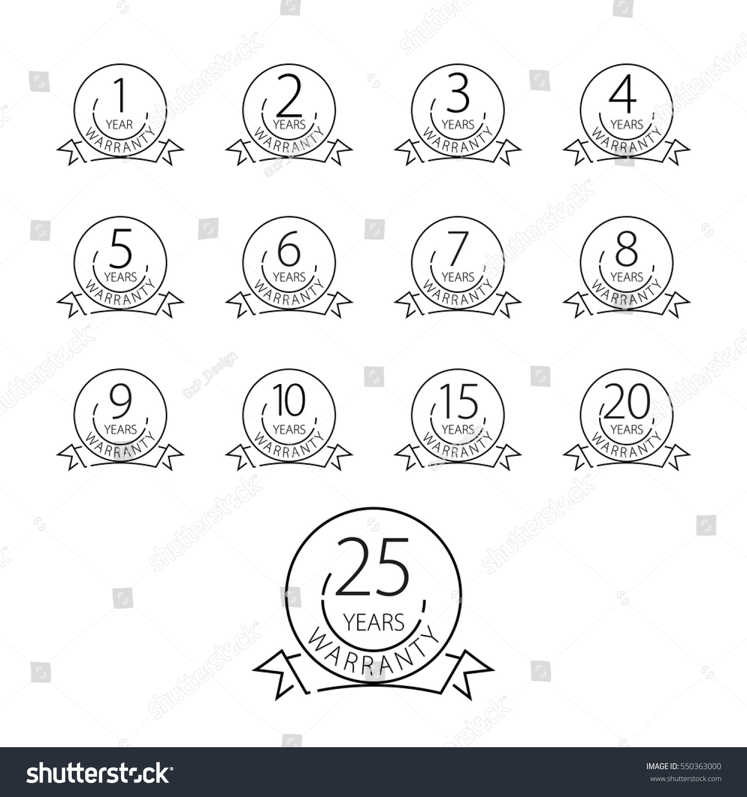 Warranty icon, years warranty label - vector - Royalty Free Stock ...