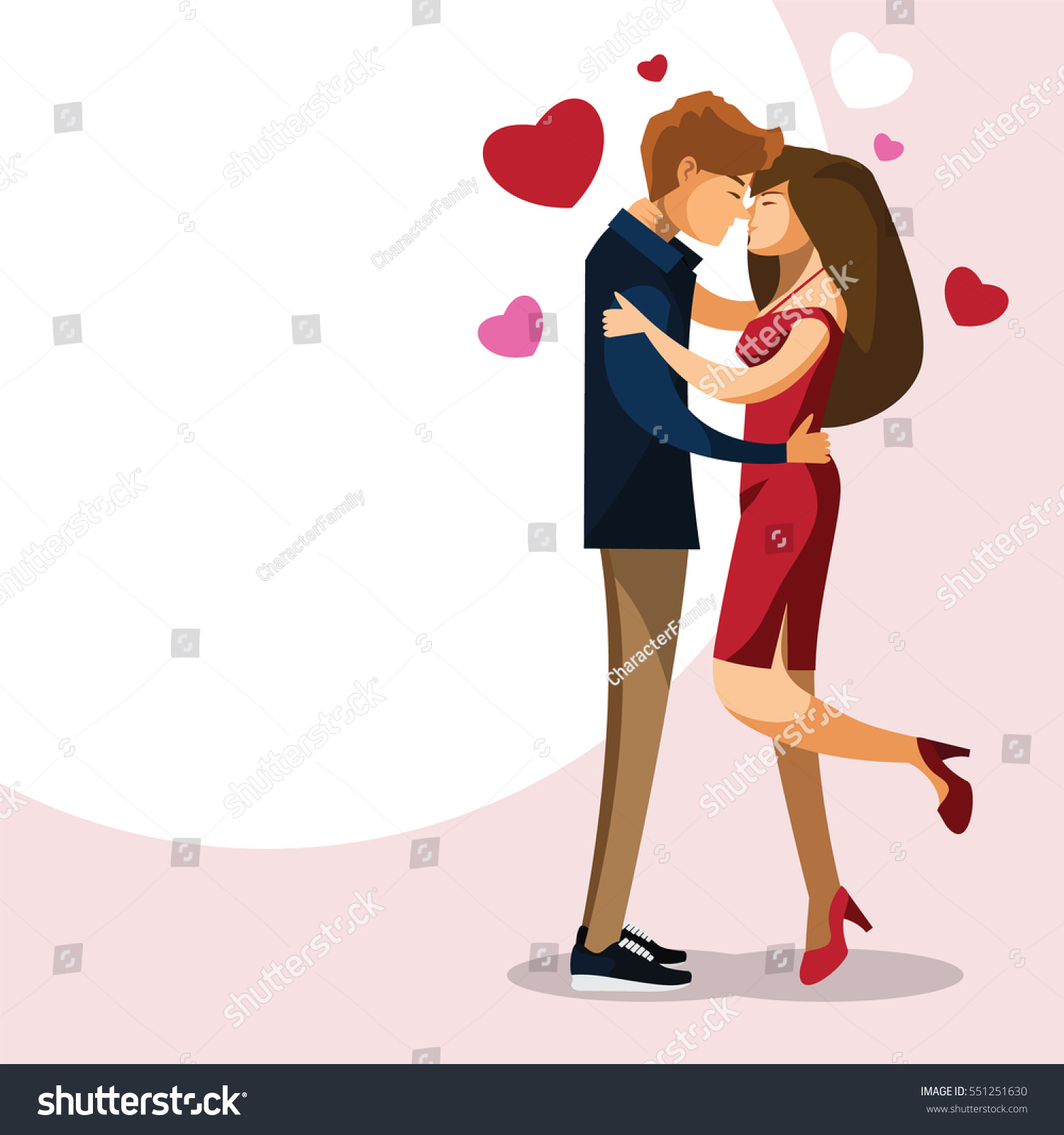 Cartoon Charactercouple Kissing Royalty Free Stock Vector 551251630 4496