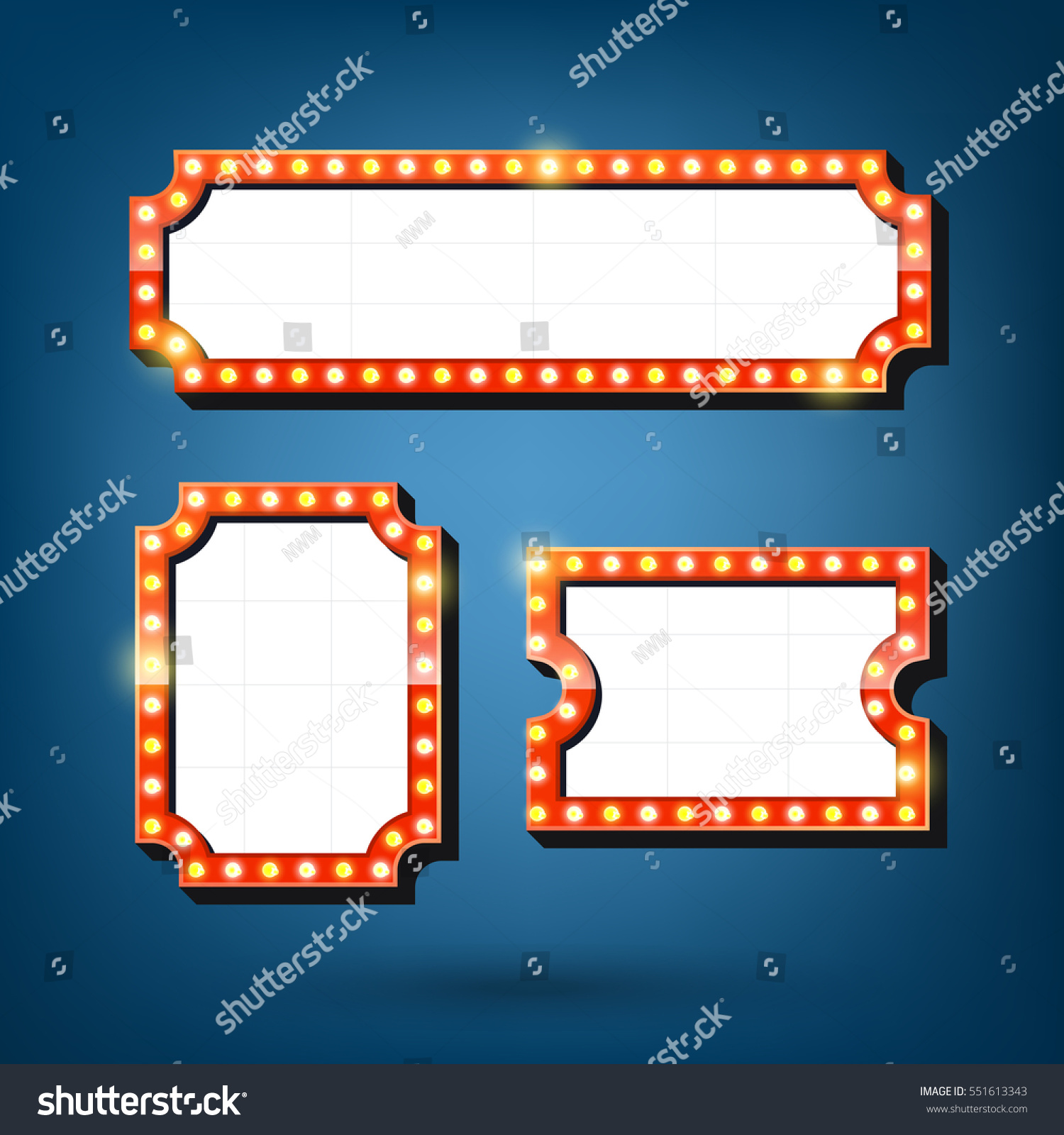 Electric bulbs billboard. Retro light frames. - Royalty Free Stock ...