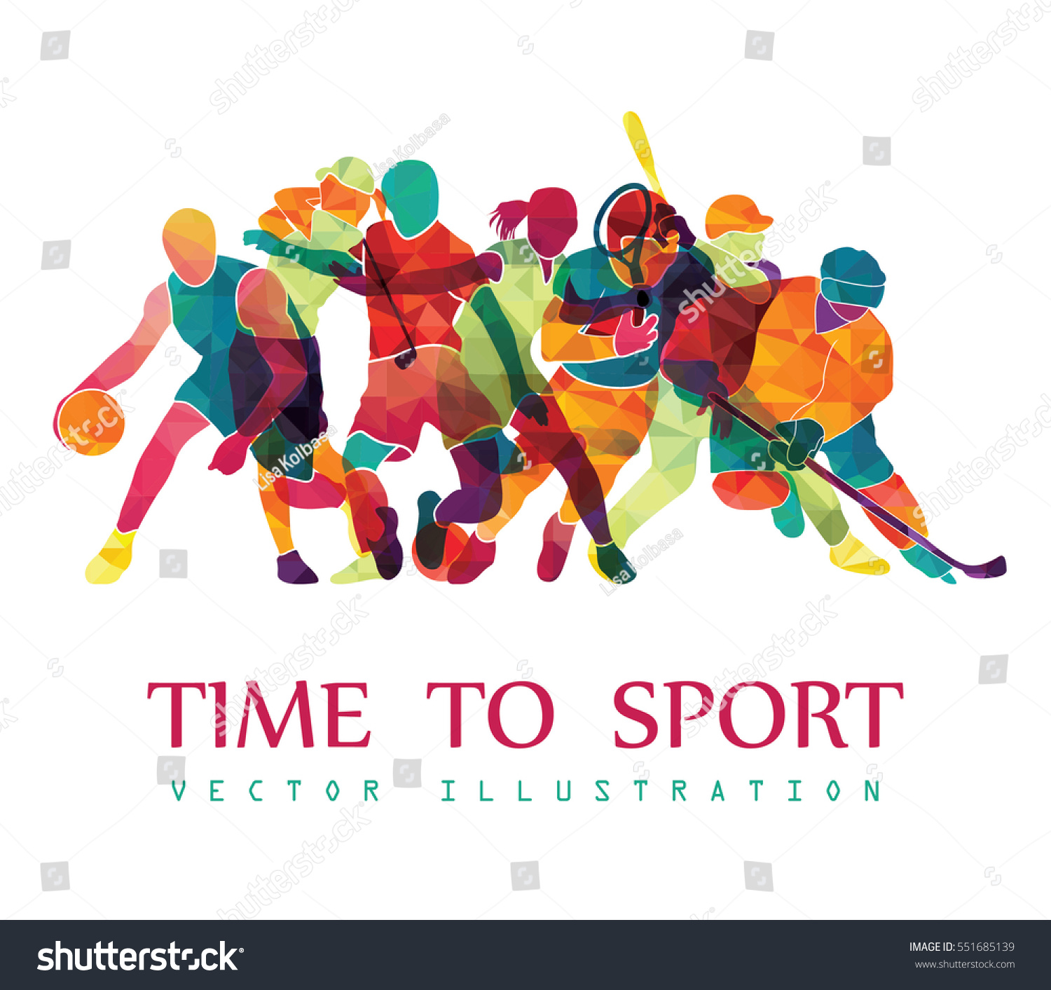Color sport background. Football, basketball, hockey, box, golf, tennis. Vector illustration #551685139