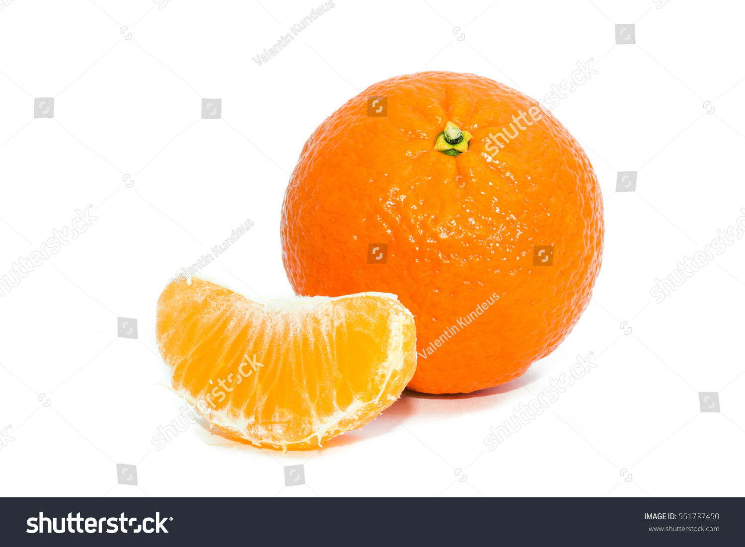 Two mandarin isolated on a white background. The symbol of the holiday season. #551737450