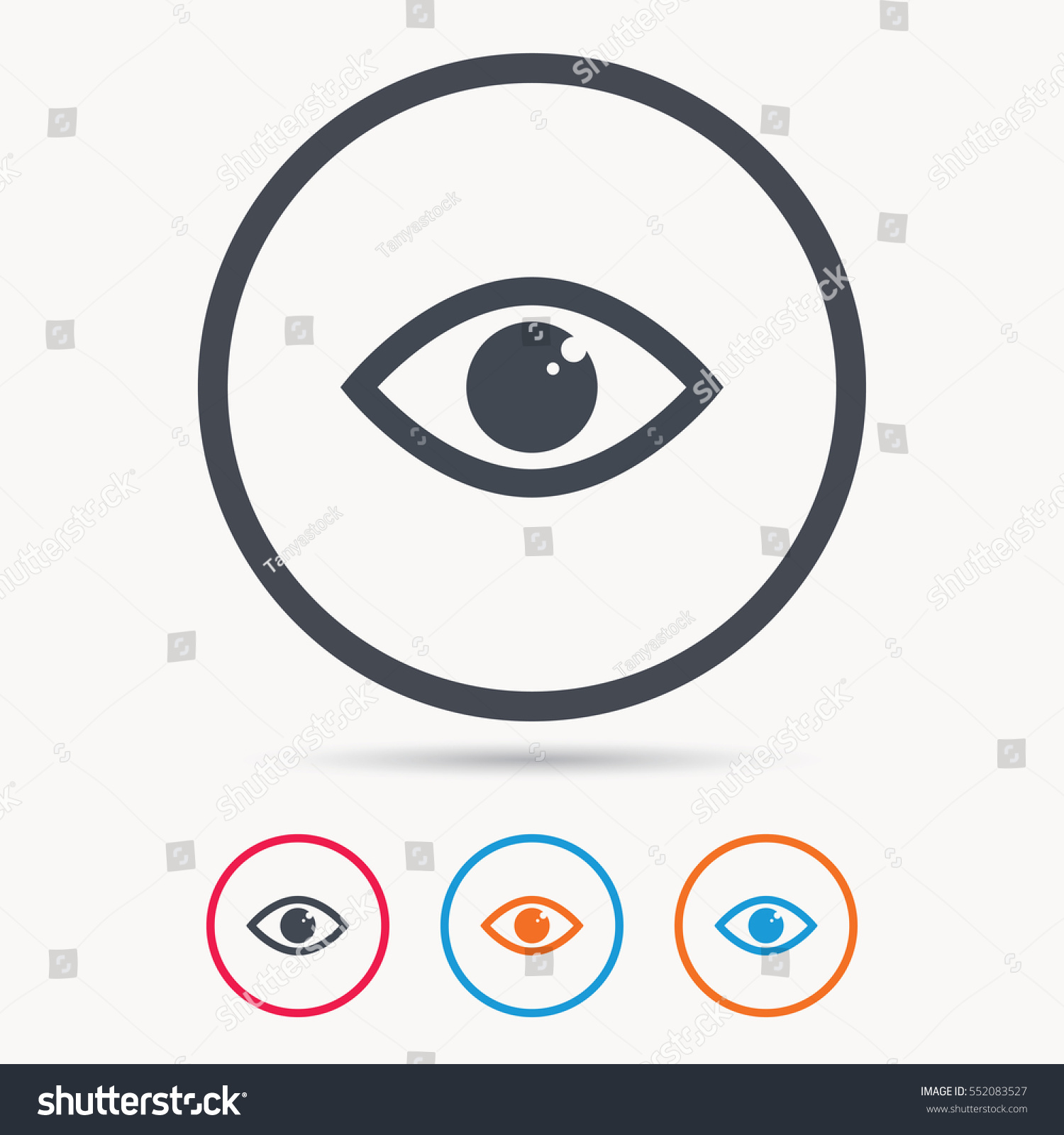 Eye icon. Eyeball vision symbol. Colored circle - Royalty Free Stock ...