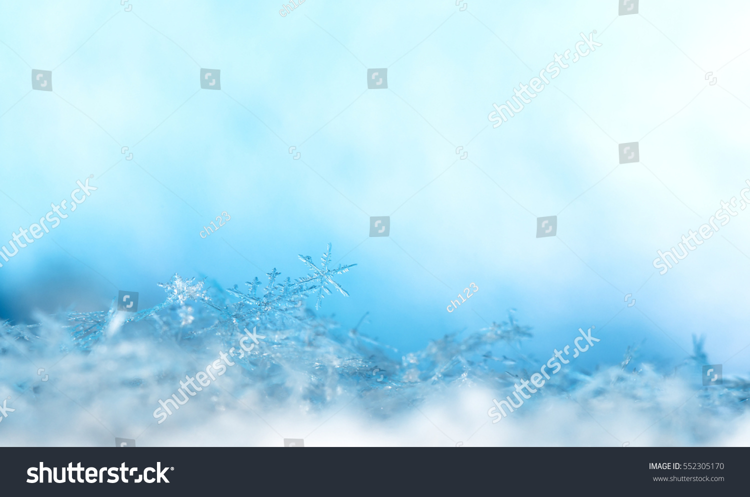 natural snowflakes on snow, photo real snowflakes during a snowfall, under natural conditions at low temperature #552305170