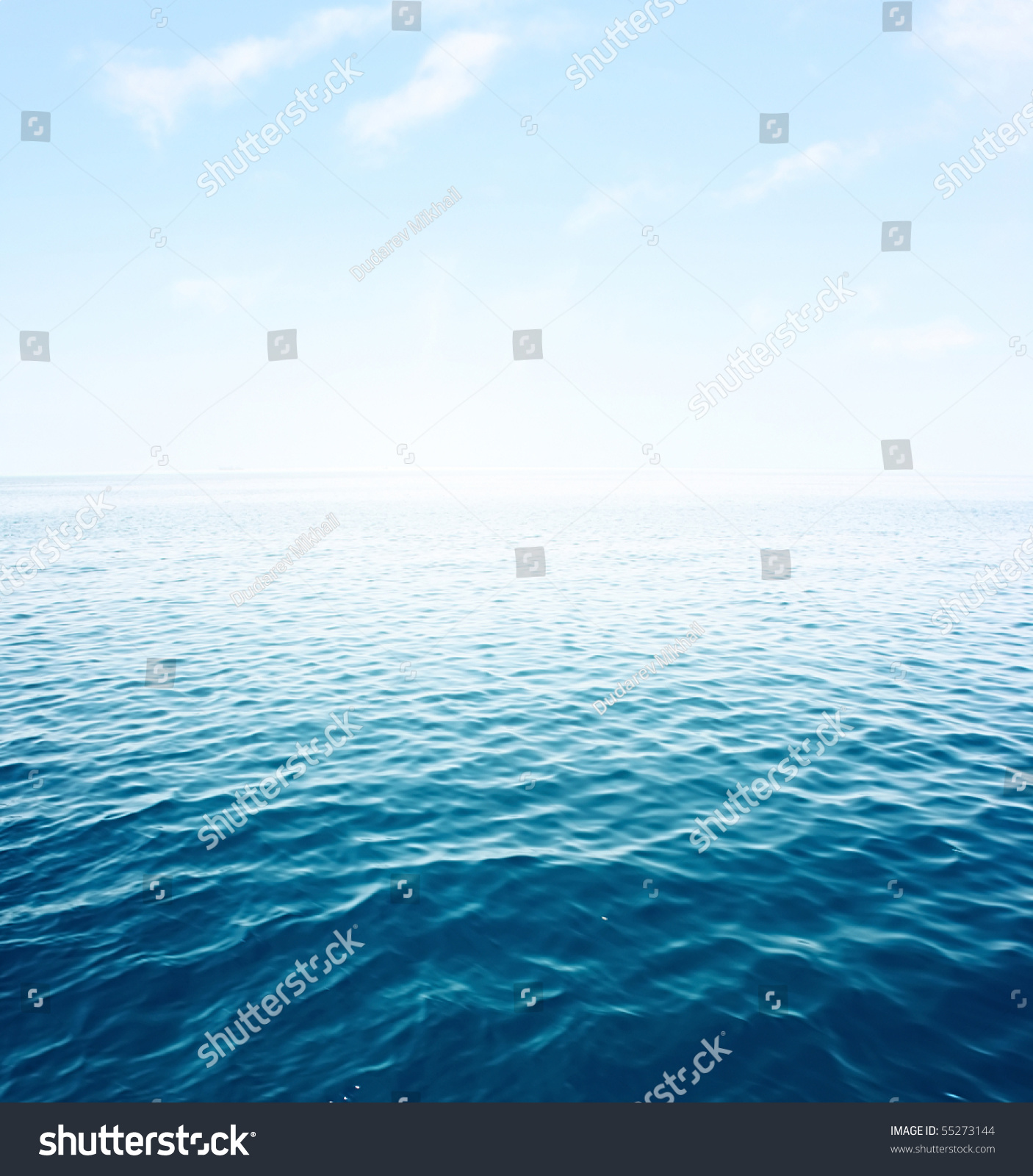 Blue sea with waves and clear blue sky #55273144