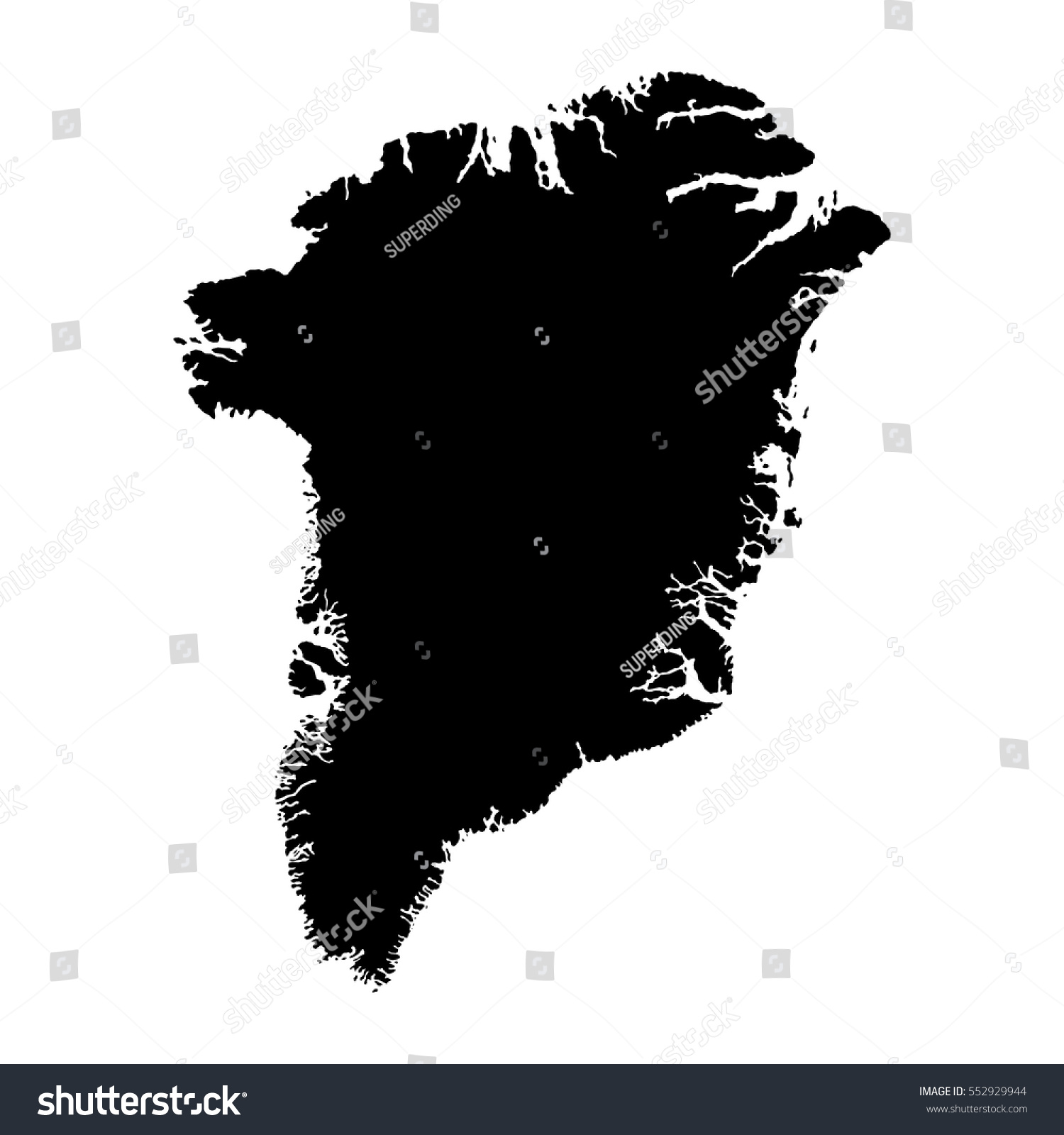 Black detailed map of Greenland. Vector EPS 10 - Royalty Free Stock ...